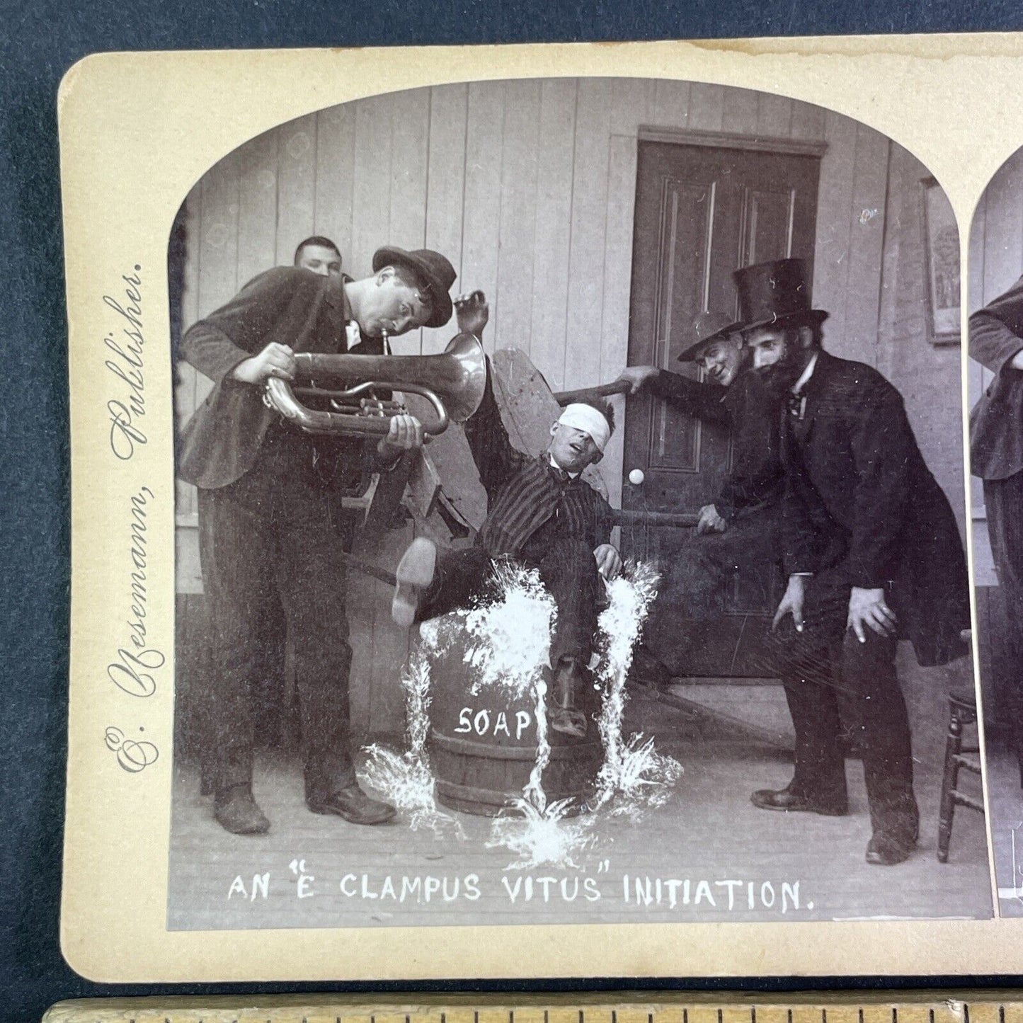 Sorority House Prank Stereoview Marysville California Antique c1890 X4130