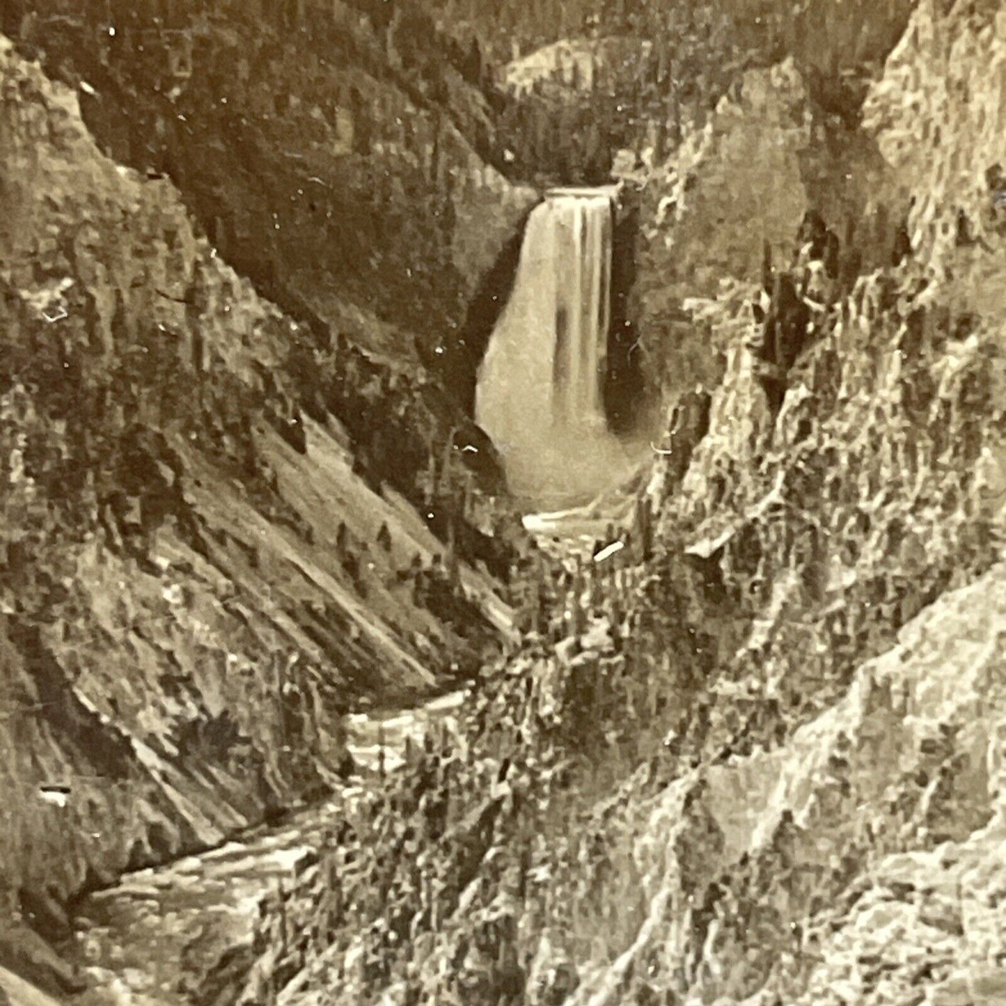 Antique 1910s Yellowstone Grand Canyon Waterfall Stereoview Photo Card P2762