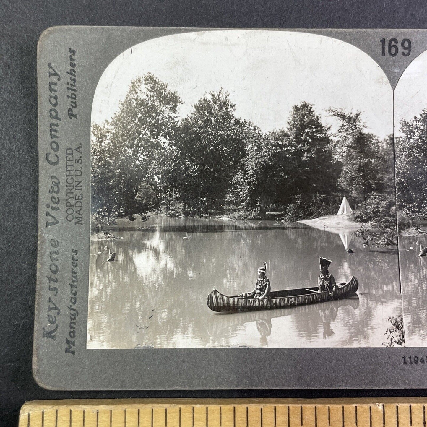 Native American Indian Ceremony Stereoview Minnesota Antique c1910s Y1343