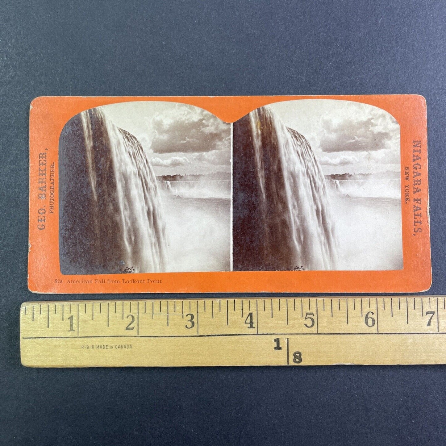 American Side of Niagara Falls Stereoview George Barker Antique c1870s Y2610