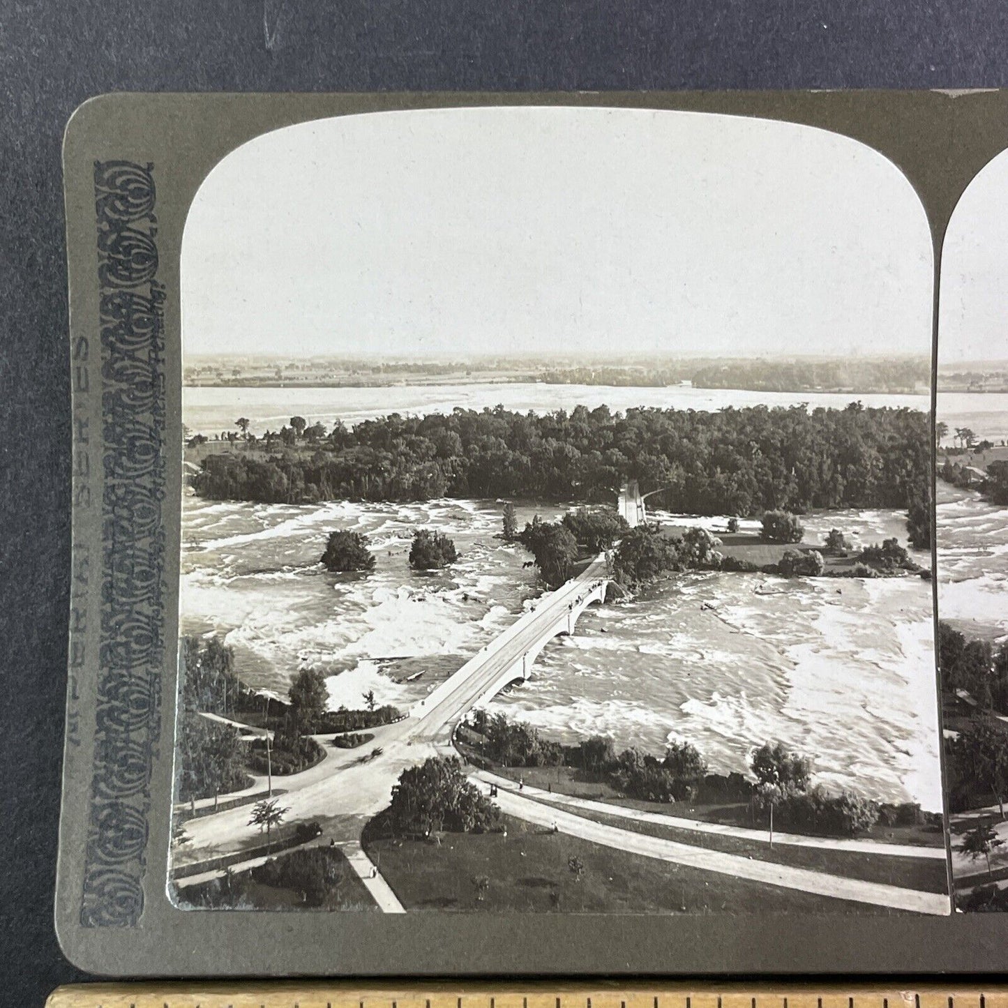 Goat Island New York Birds Eye View Stereoview H.C. White Antique c1906 Y516
