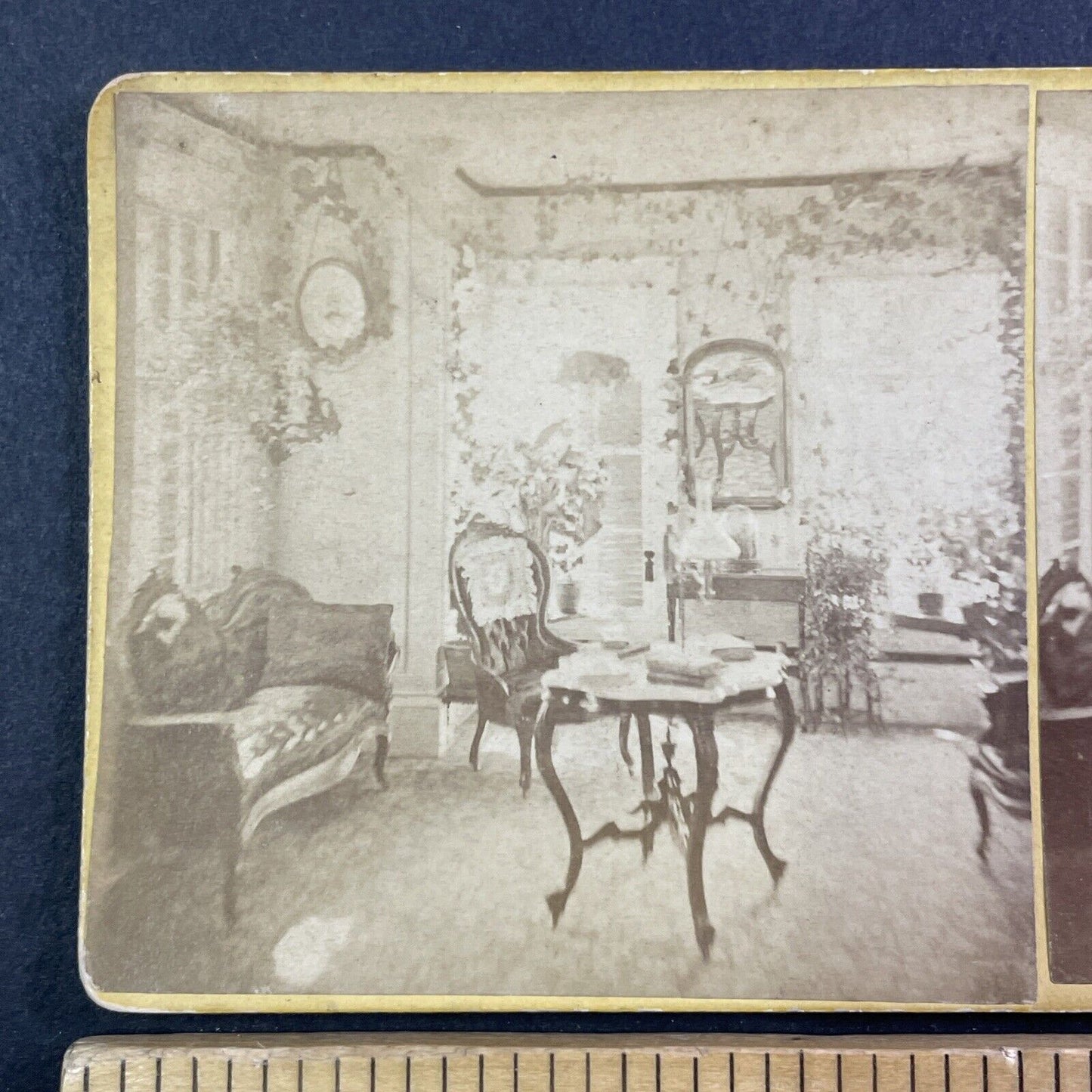 Typical Victorian Living Room Stereoview OOAK Antique c1870 X3840