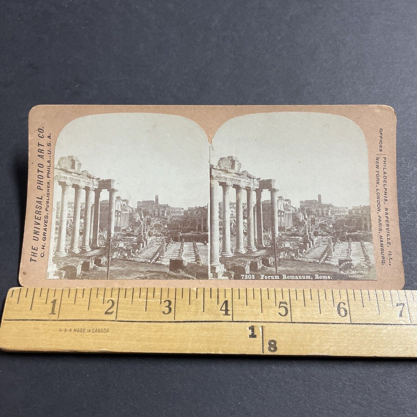 Antique 1900 The Roman Forum In Rome Italy Stereoview Photo Card P5159