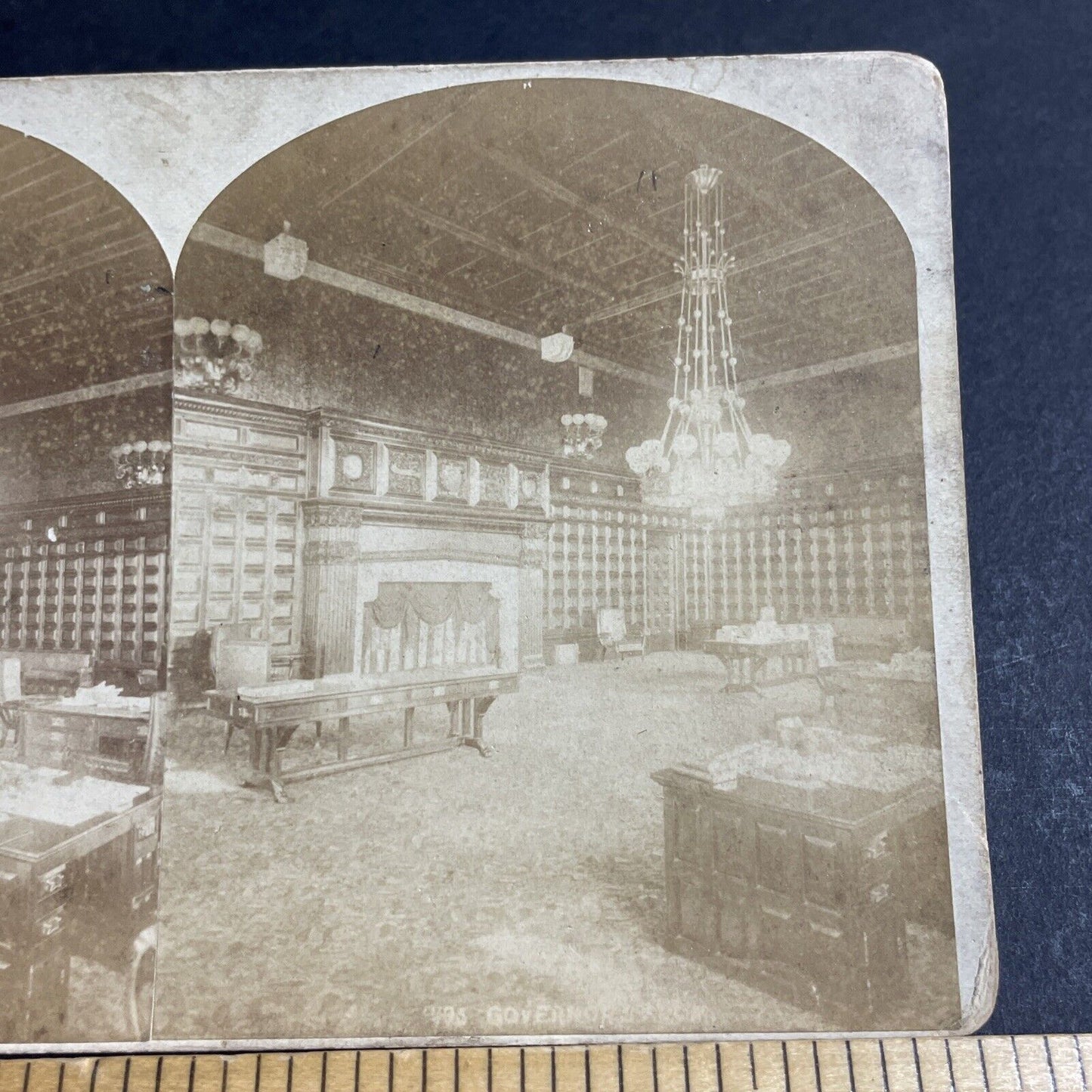 Antique 1879 Governors Room New York State Capitol Stereoview Photo Card P4670