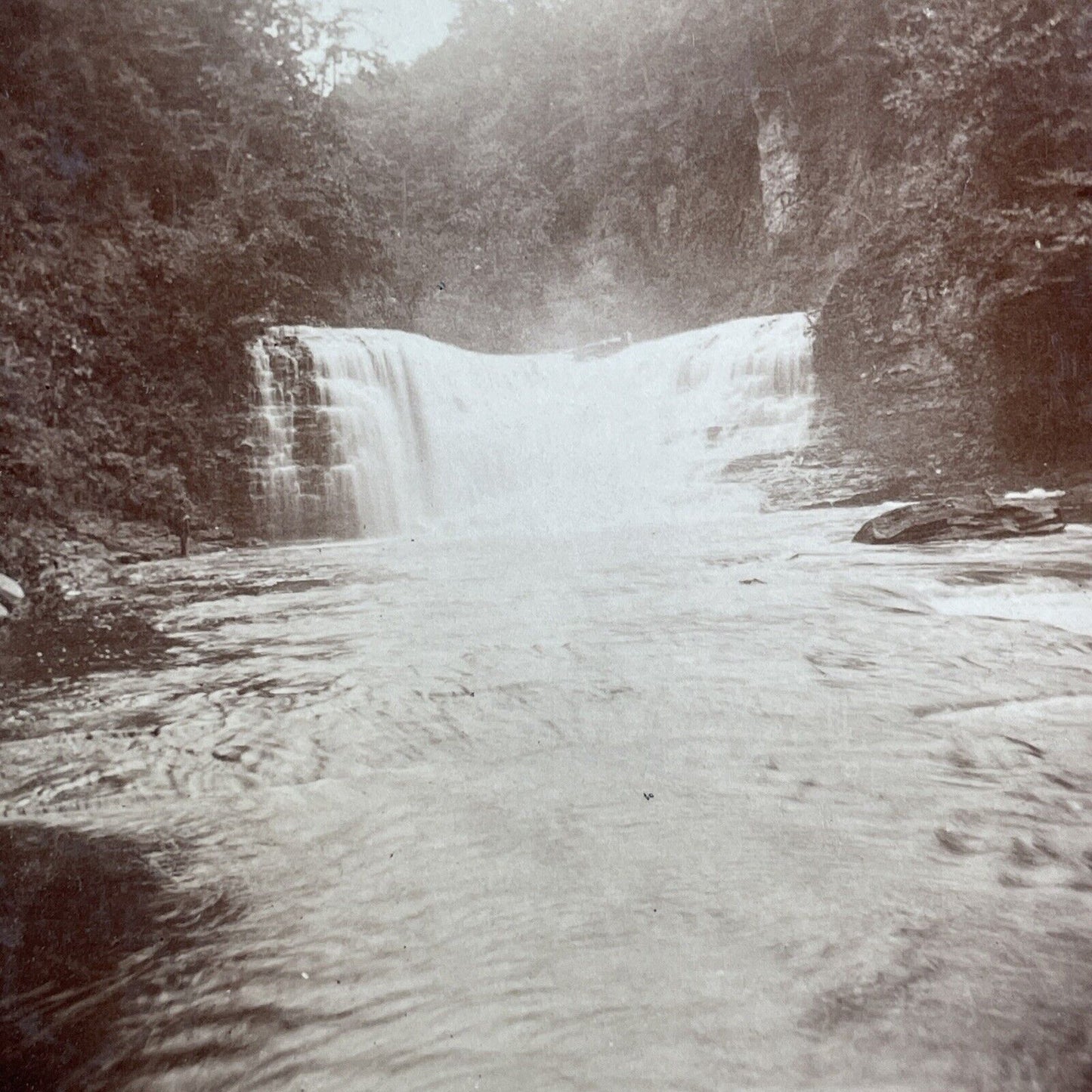 Waterfall In Ithaca Gorge New York Stereoview William Frear Antique c1880 Y1199