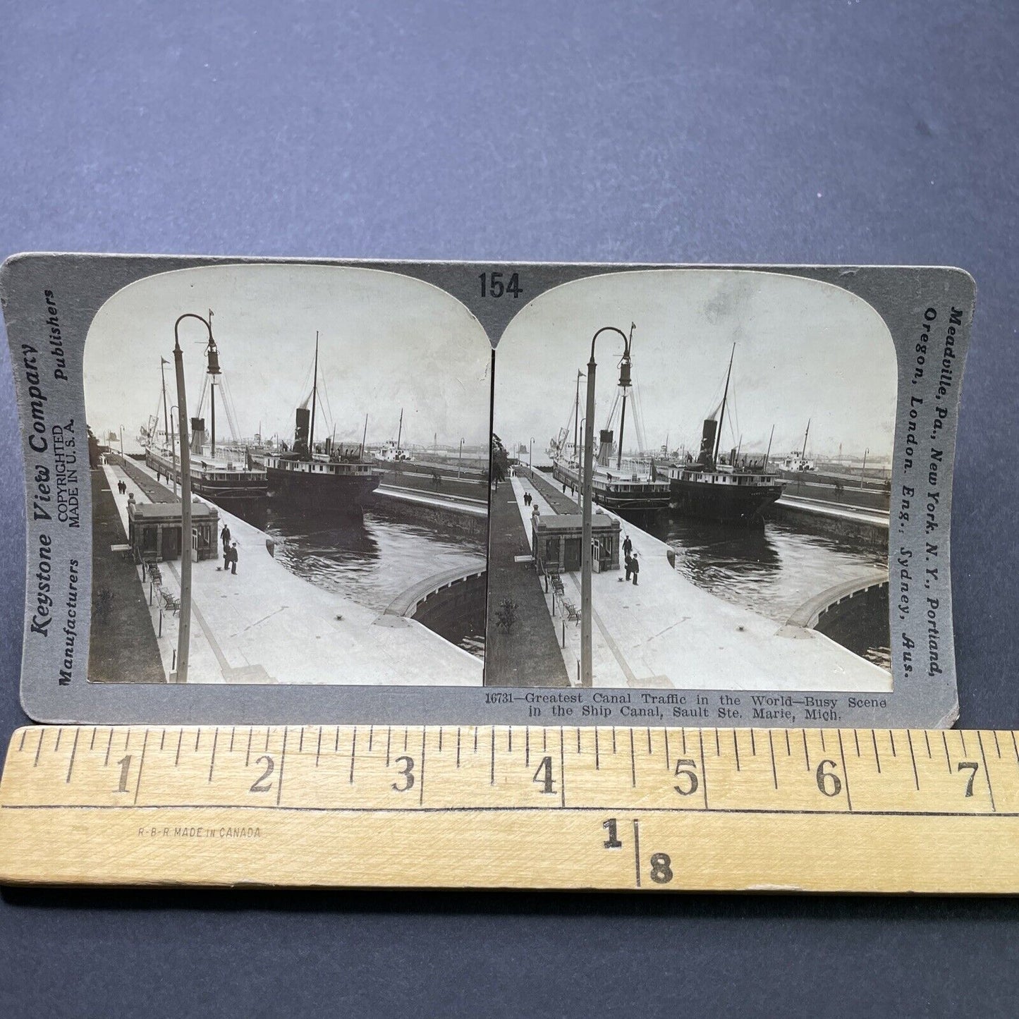 Antique 1916 Powell Stackhouse Freighter Ship Panama Stereoview Photo Card P2449