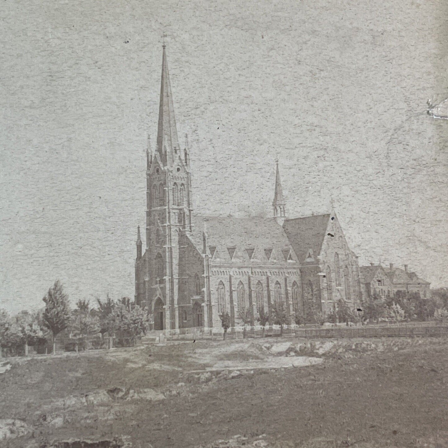 Saint Francis Solanus Church Quincy Illinois Stereoview Antique c1870s Y2835