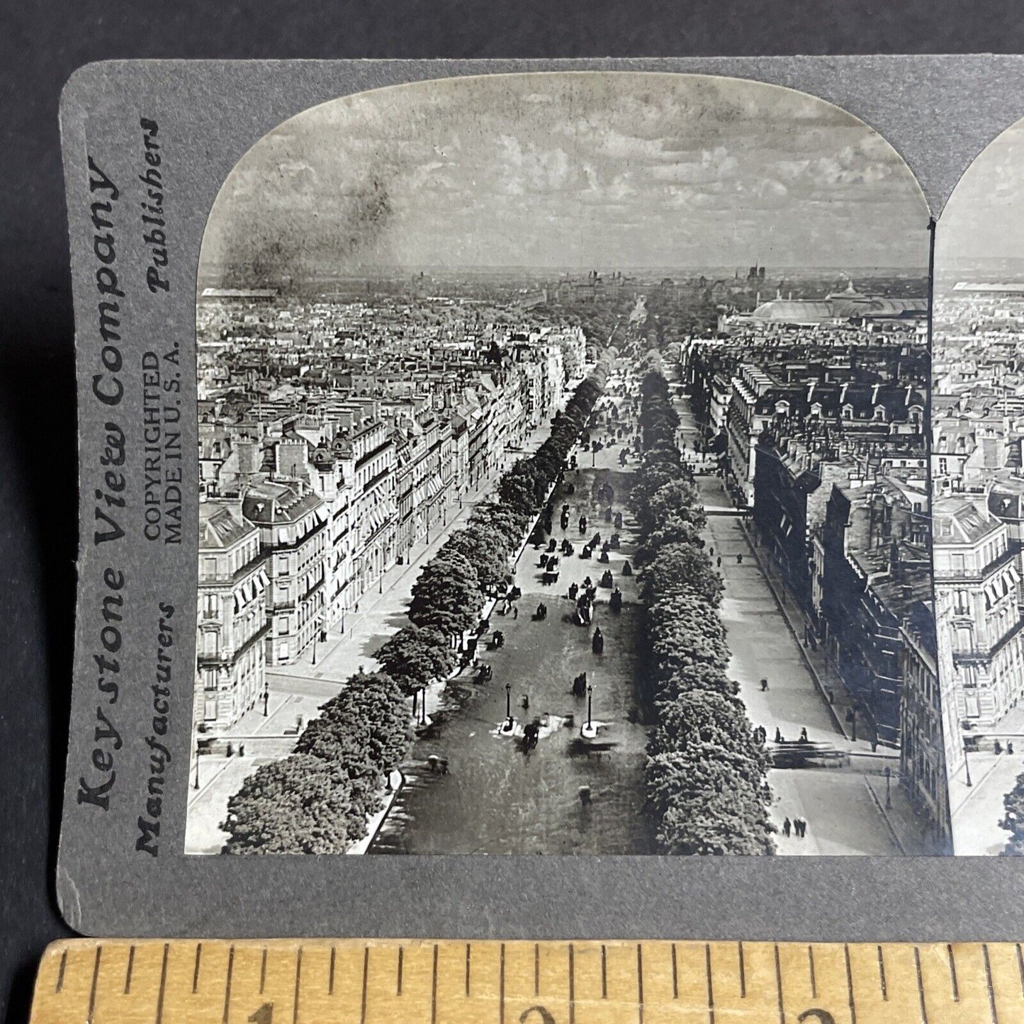 Antique 1909 The Main Street In Paris France Stereoview Photo Card P4258