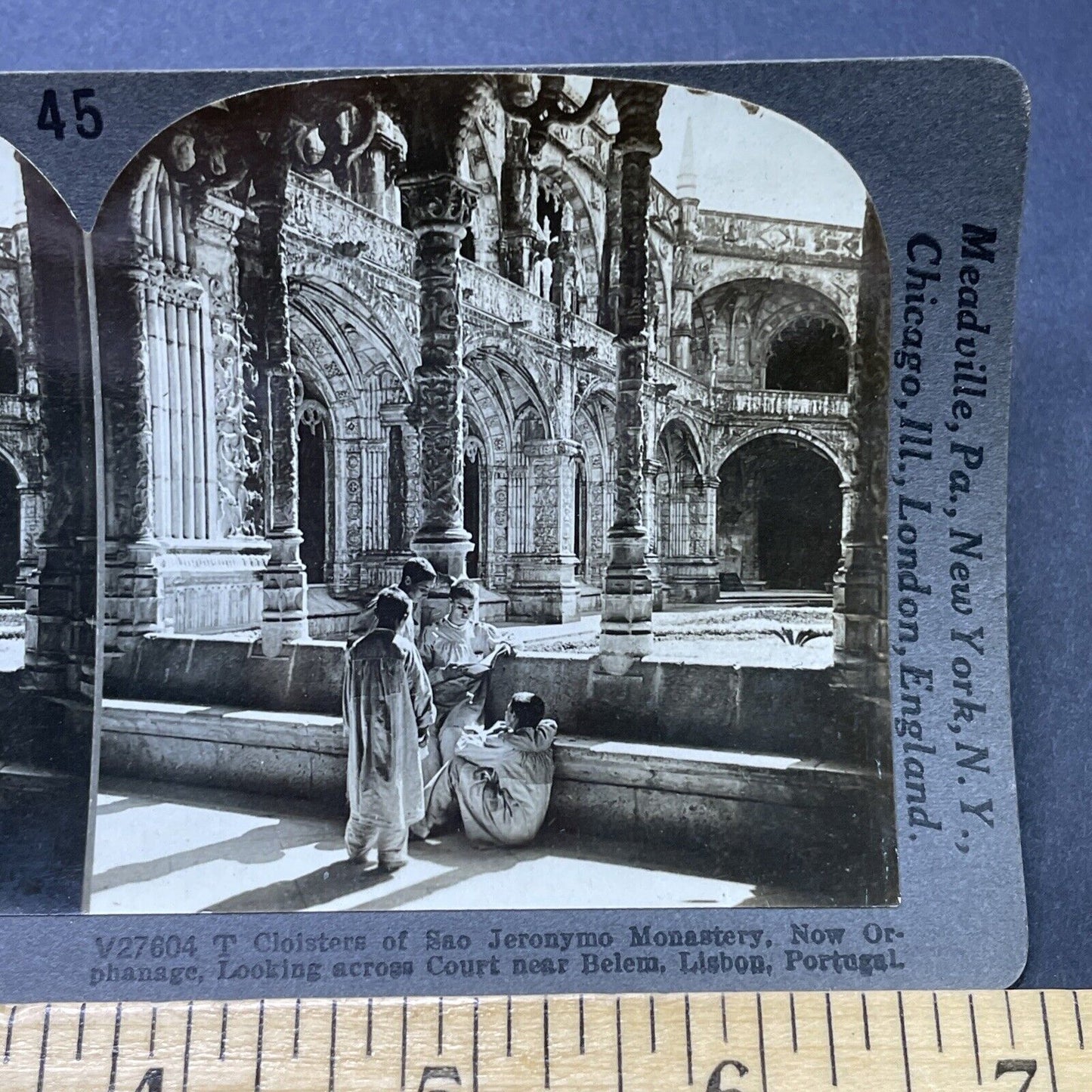 Antique 1910s Catholic Monk Boys Lisbon Portugal Stereoview Photo Card P2800