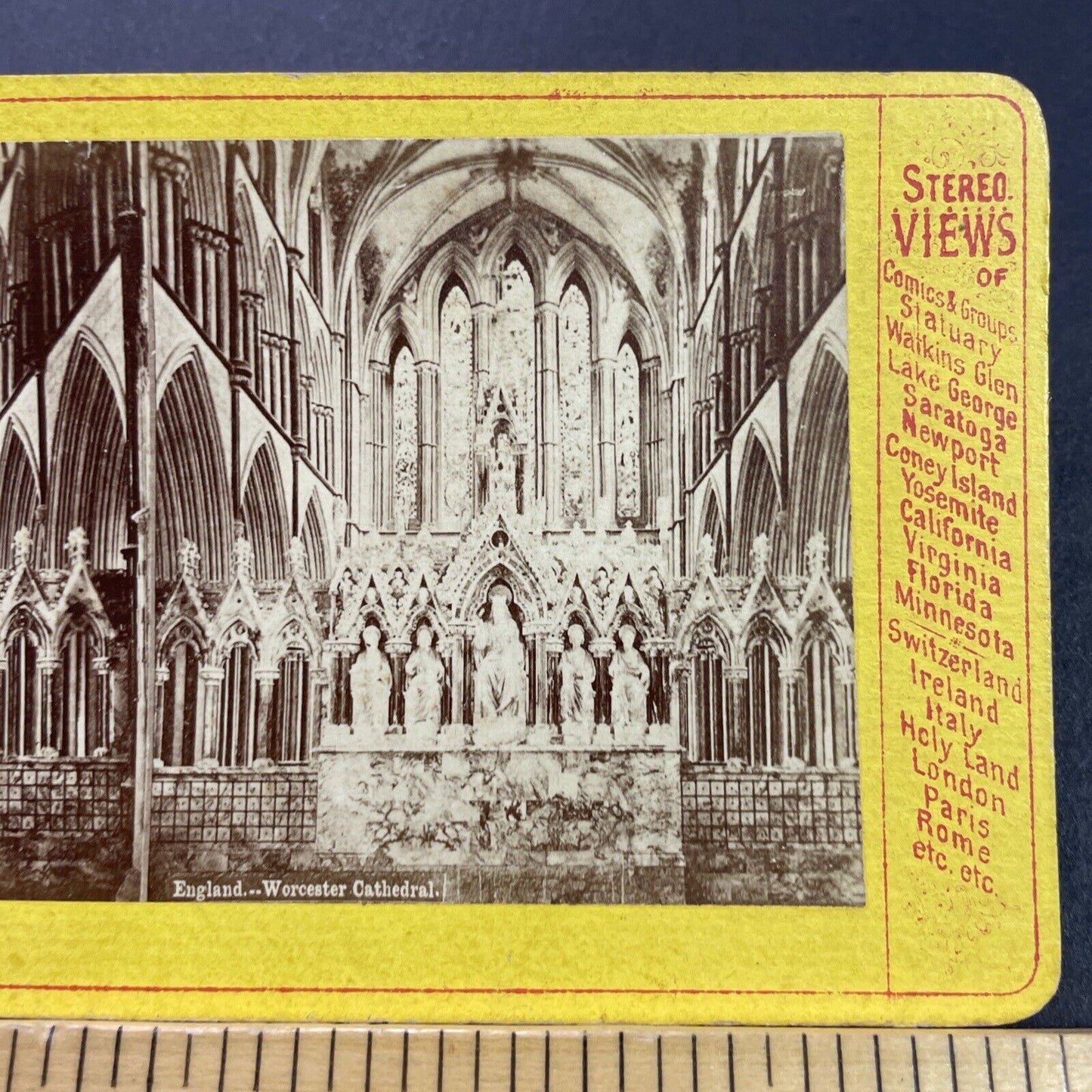 Antique 1870s Worcester Cathedral Church England Stereoview Photo Card P4109