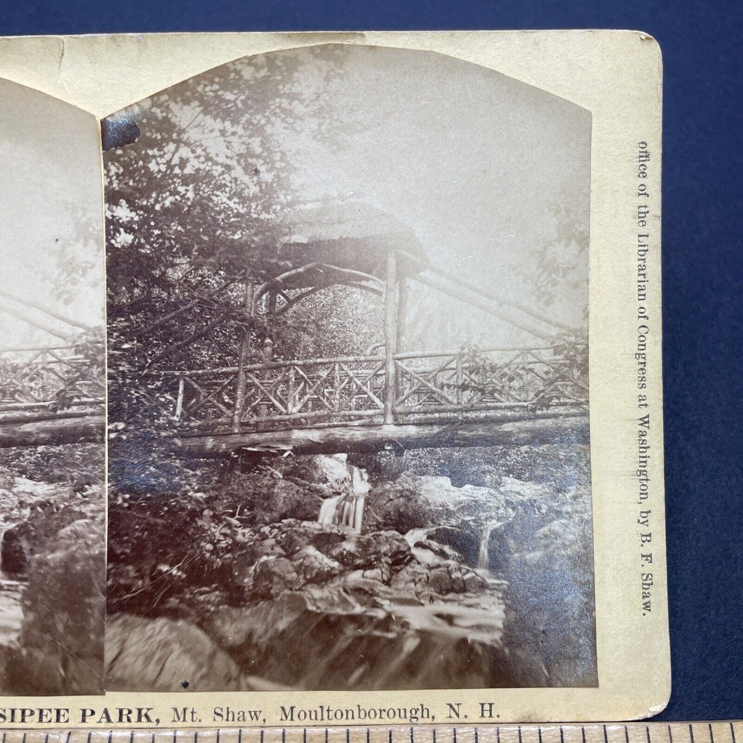 Antique 1882 Wood Bridge Moultonborough New Hampshire Stereoview Photo Card 1710