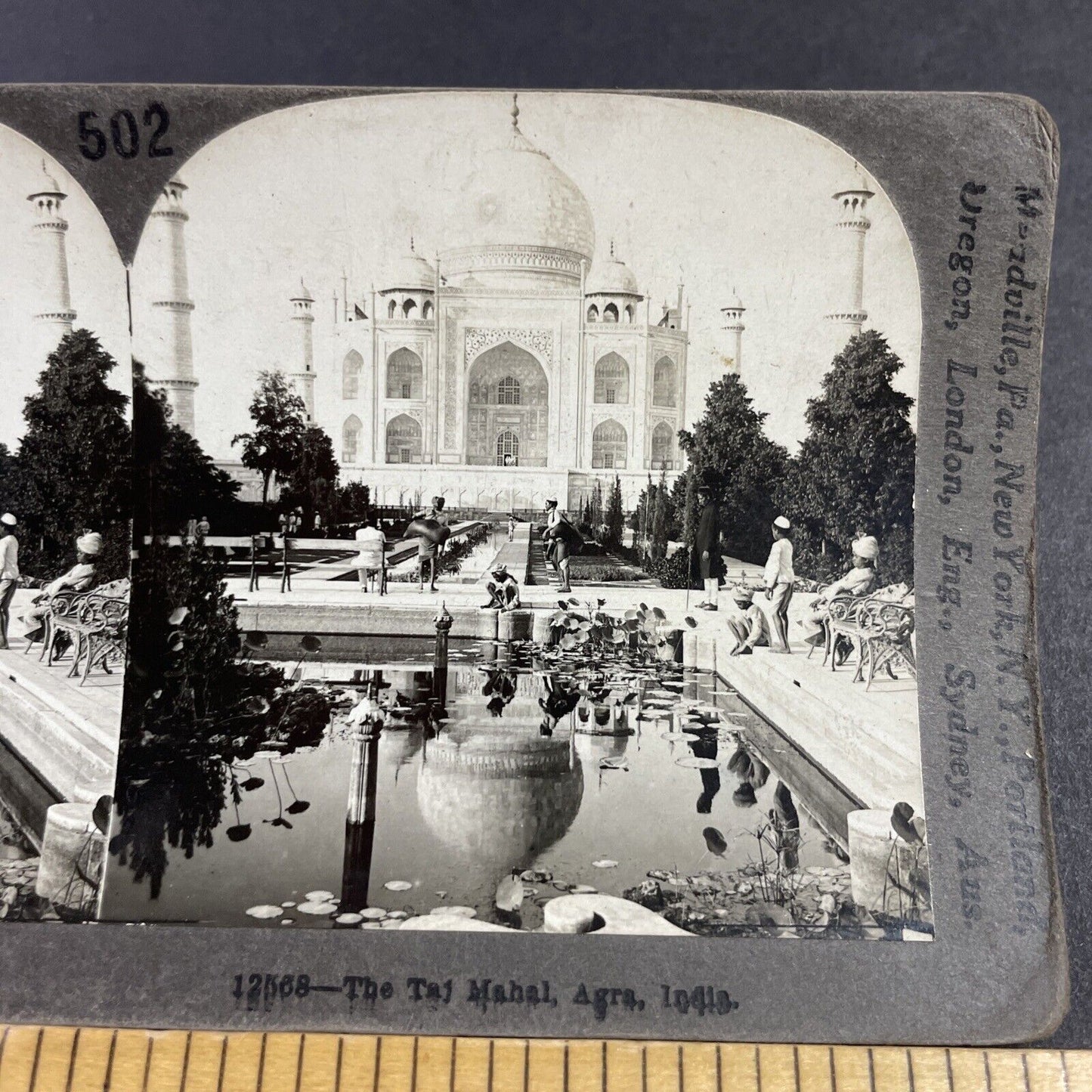 Antique 1910s The Taj Mahal Agra India Stereoview Photo Card P3619