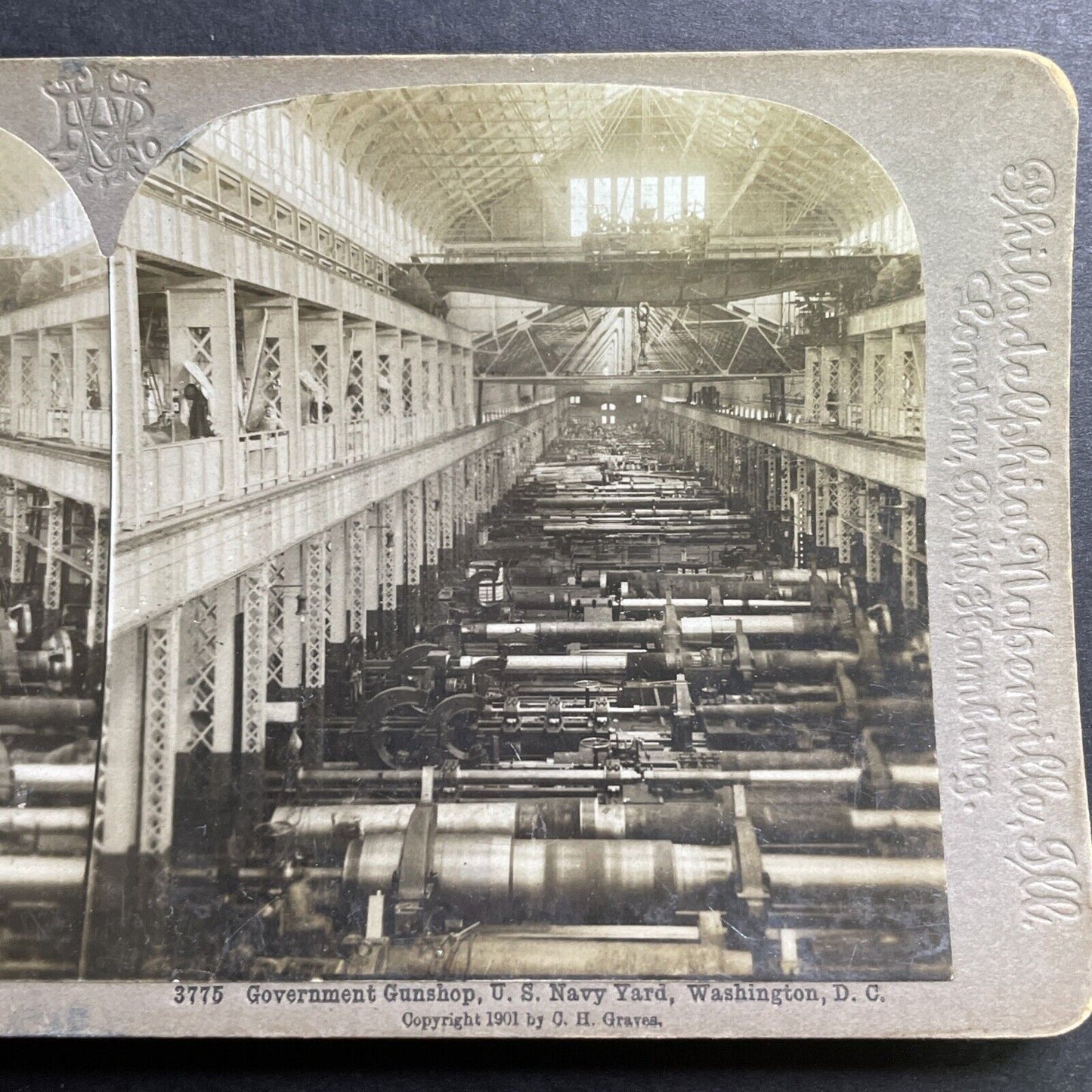 Antique 1901 Navy Deck Gun Manufacturing Washington Stereoview Photo Card P1426