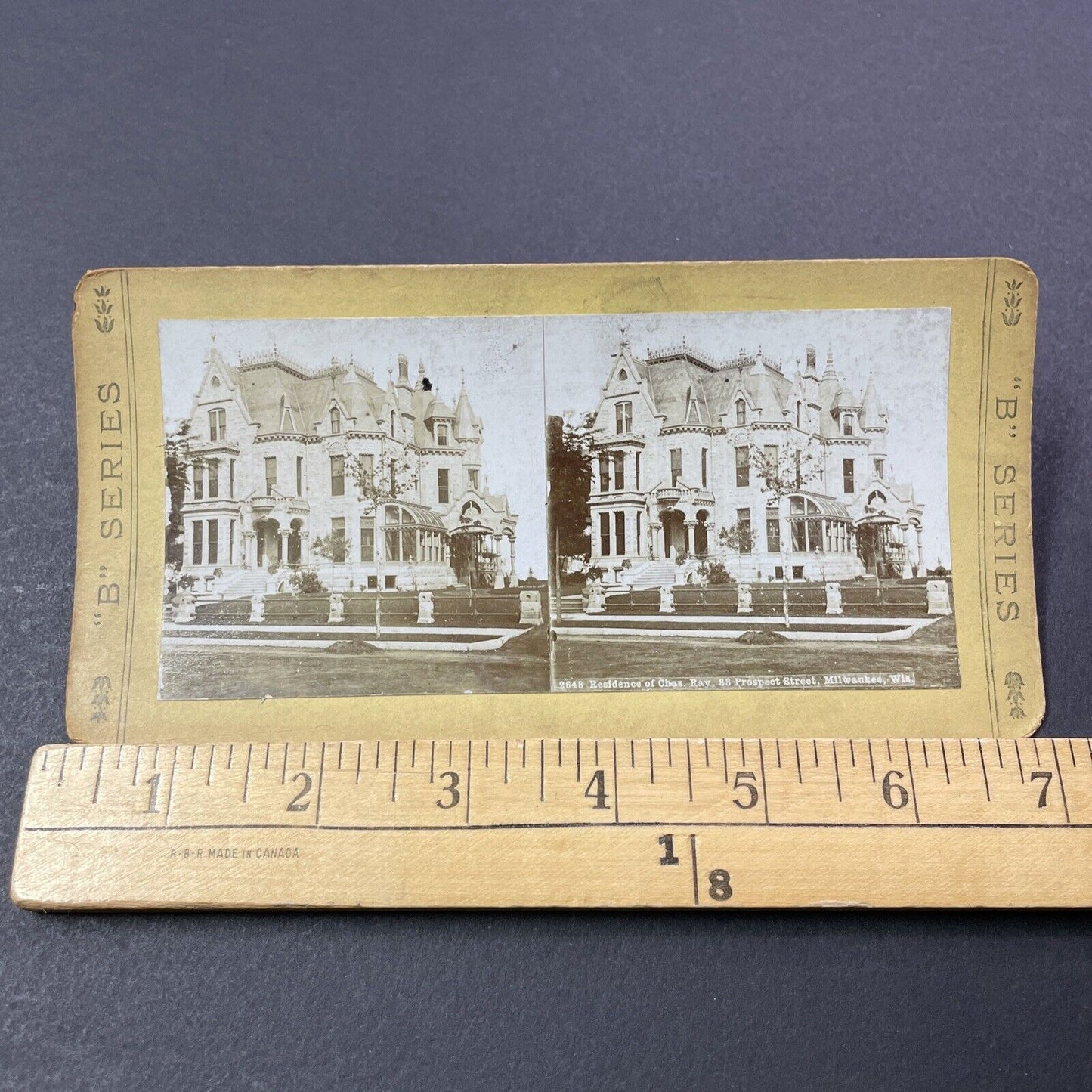 Antique 1870s Charles Ray Residence Milwaukee WI Stereoview Photo Card V3335