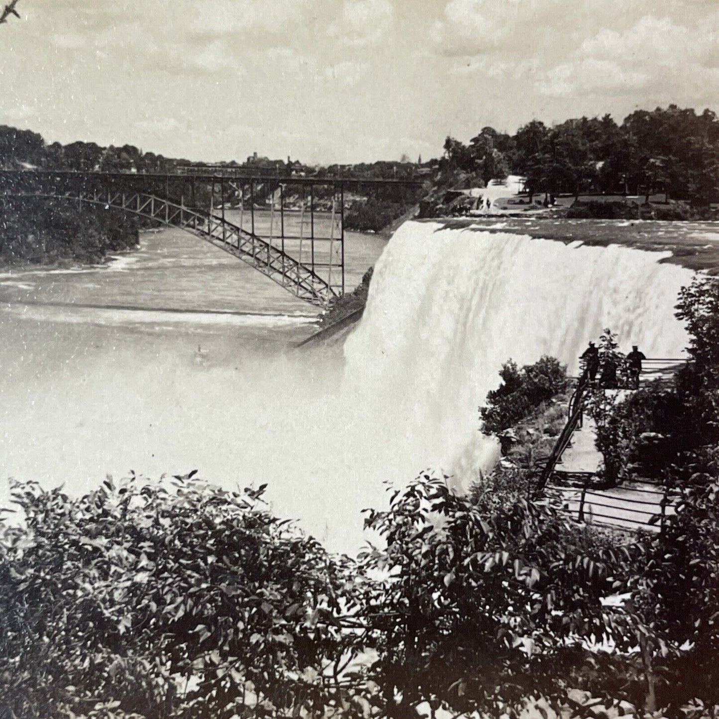Honeymoon Iron Bridge Niagara Falls Stereoview Goat Island Antique c1902 Y1786