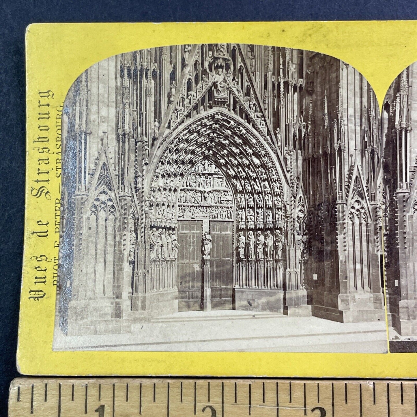 Grand Portal Strasbourg Cathedral France Stereoview Antique c1870s X4240