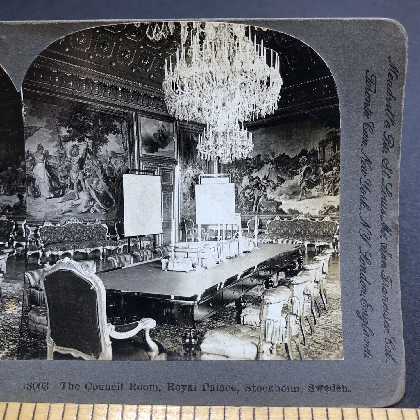 Antique 1901 Royal Council Room Stockholm Sweden Stereoview Photo Card P1975