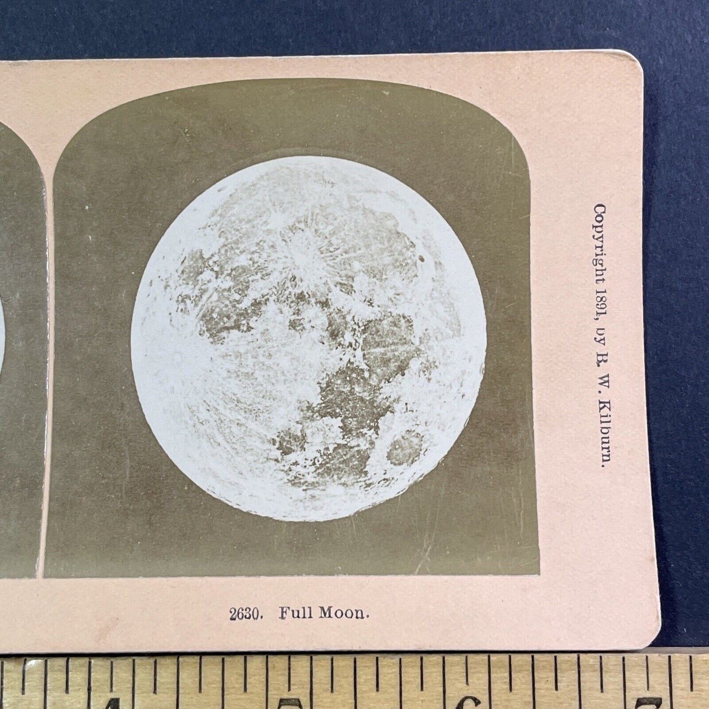 Full Moon In Space Stereoview High Resolution BW Kilburn Antique c1891 X1339