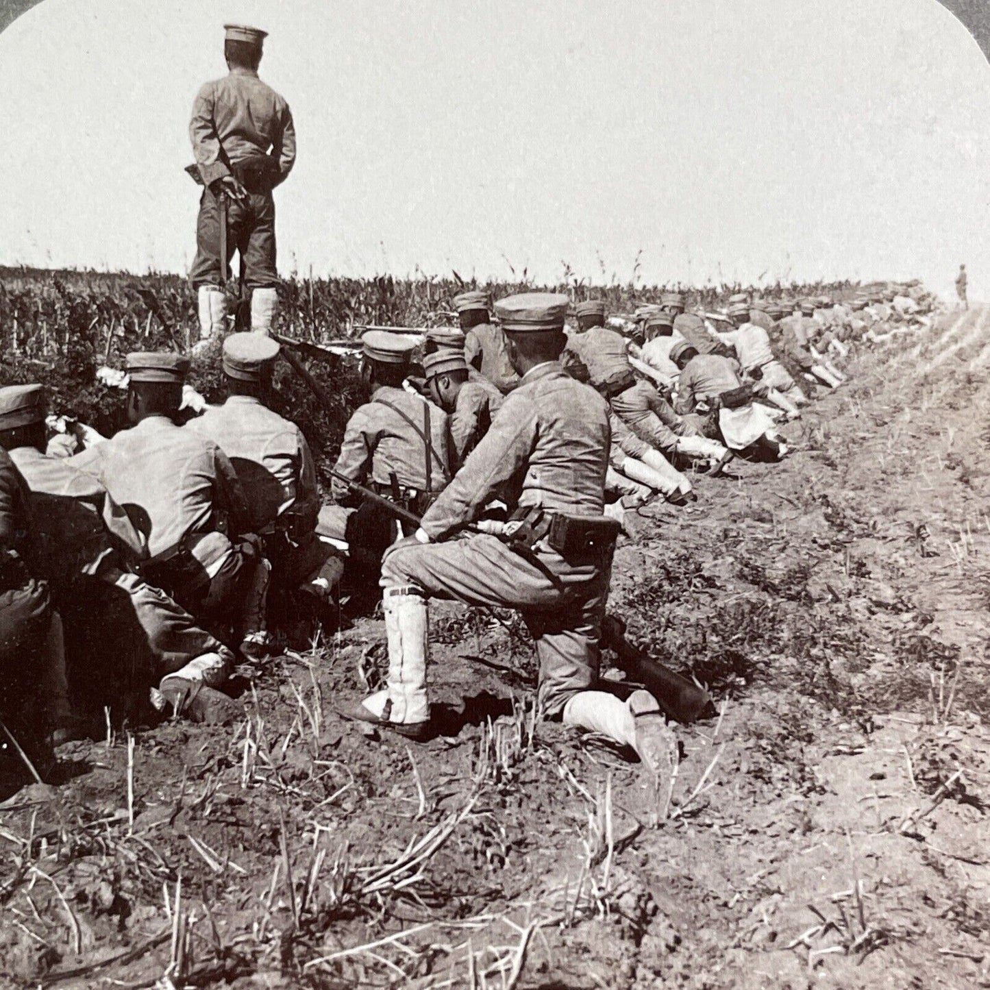 Japanese Infantry Assault Line Stereoview Russo-Sino War Antique c1905 X4205