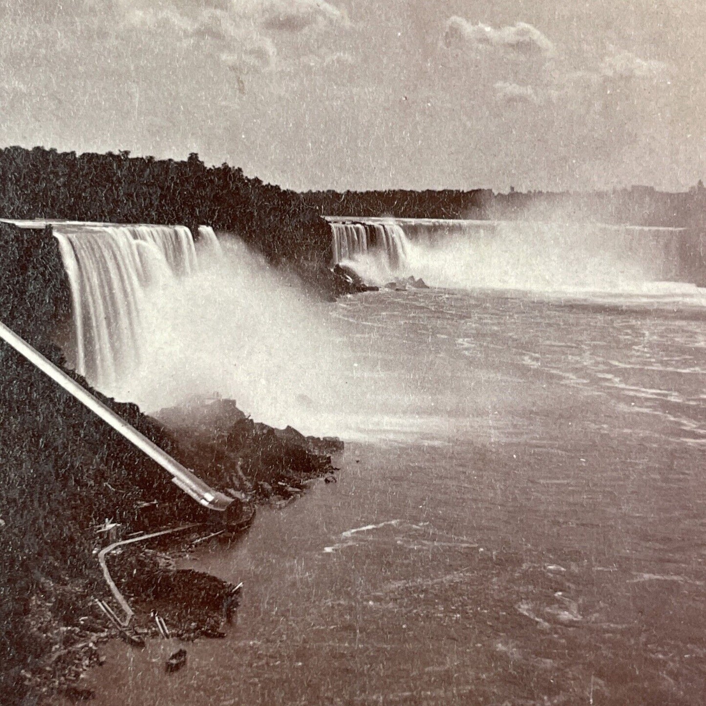 Niagara Falls Panorama View Stereoview George Barker Antique c1870s Y2544