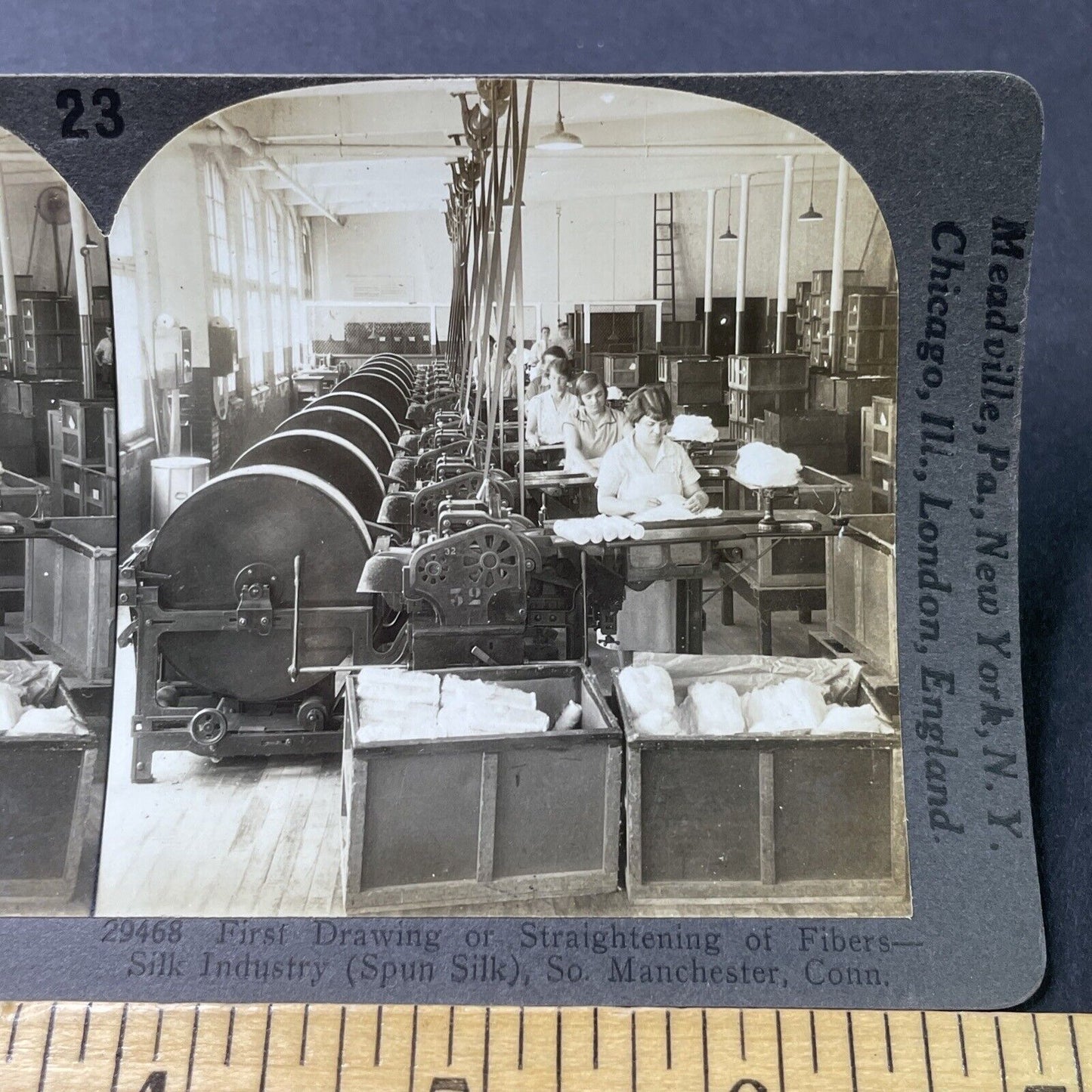 Antique 1918 Manchester Connecticut Silk Factory Stereoview Photo Card P3073