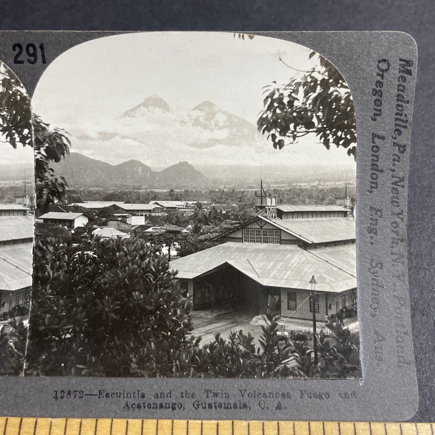 Antique 1910s Volcan de Fuego Volcano Guatemala Stereoview Photo Card P3650