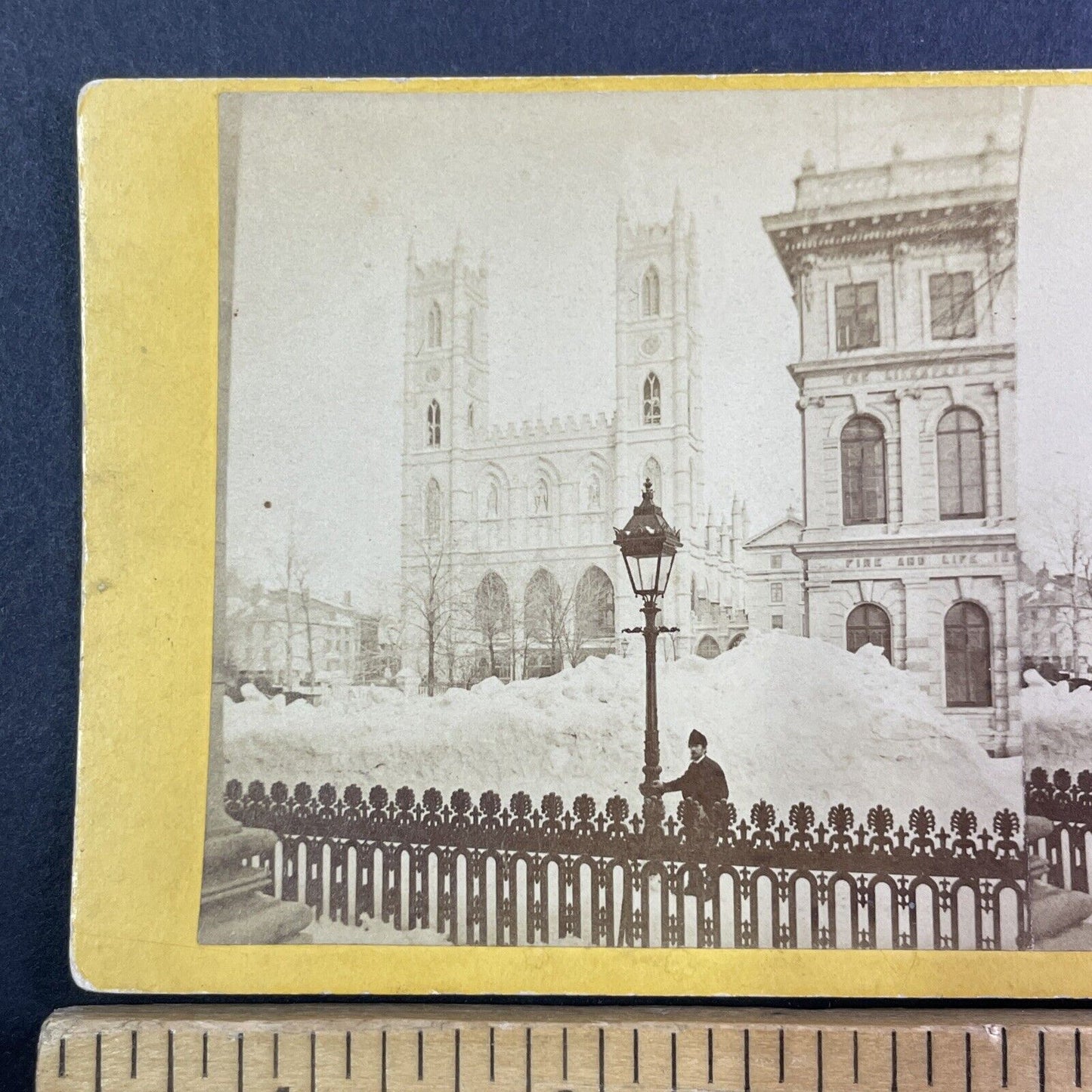 J.G. Parks Self-Portrait Notre Dame Church Montreal Stereoview c1870 Y1728