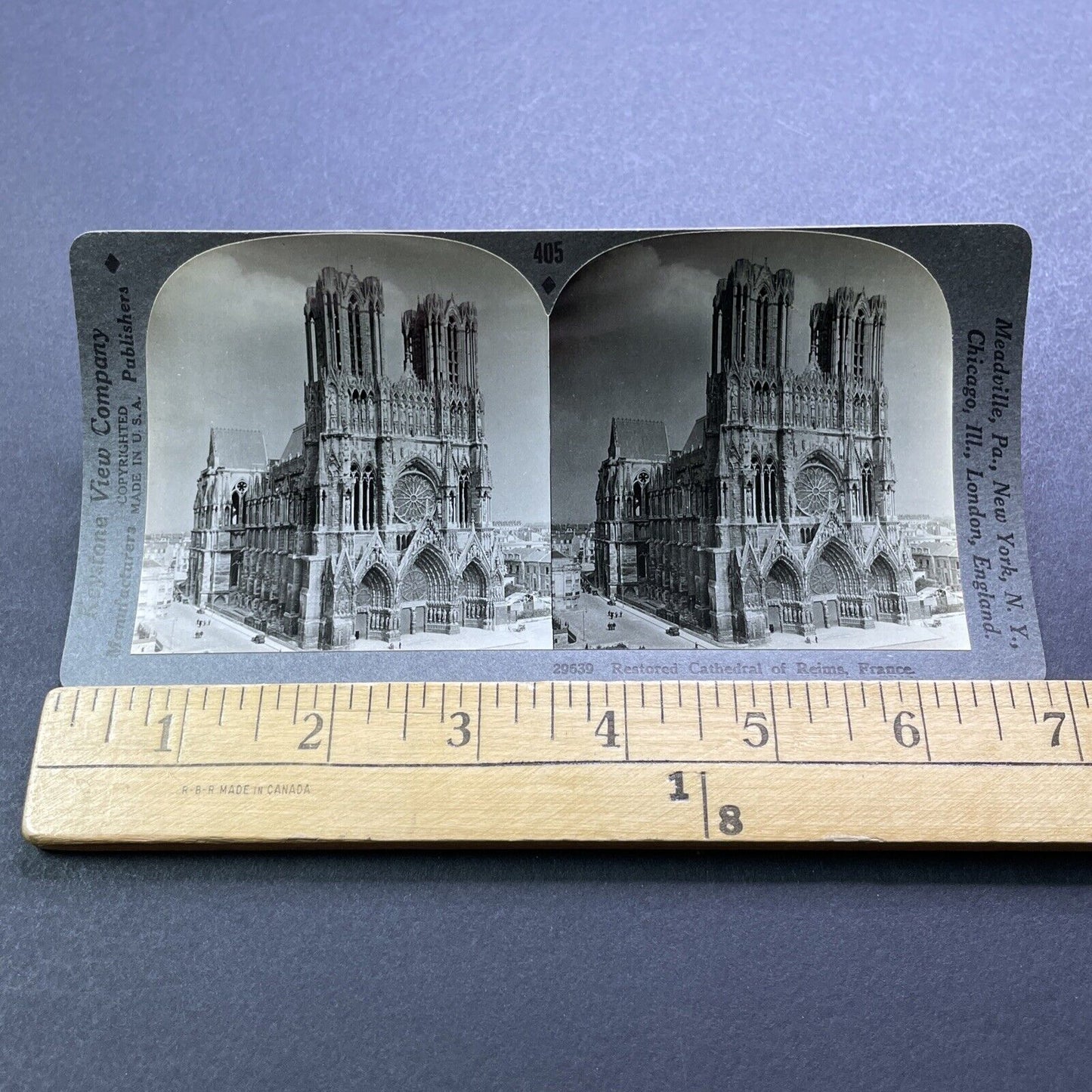 Antique 1920s Reims Church Cathedral France Stereoview Photo Card V2942