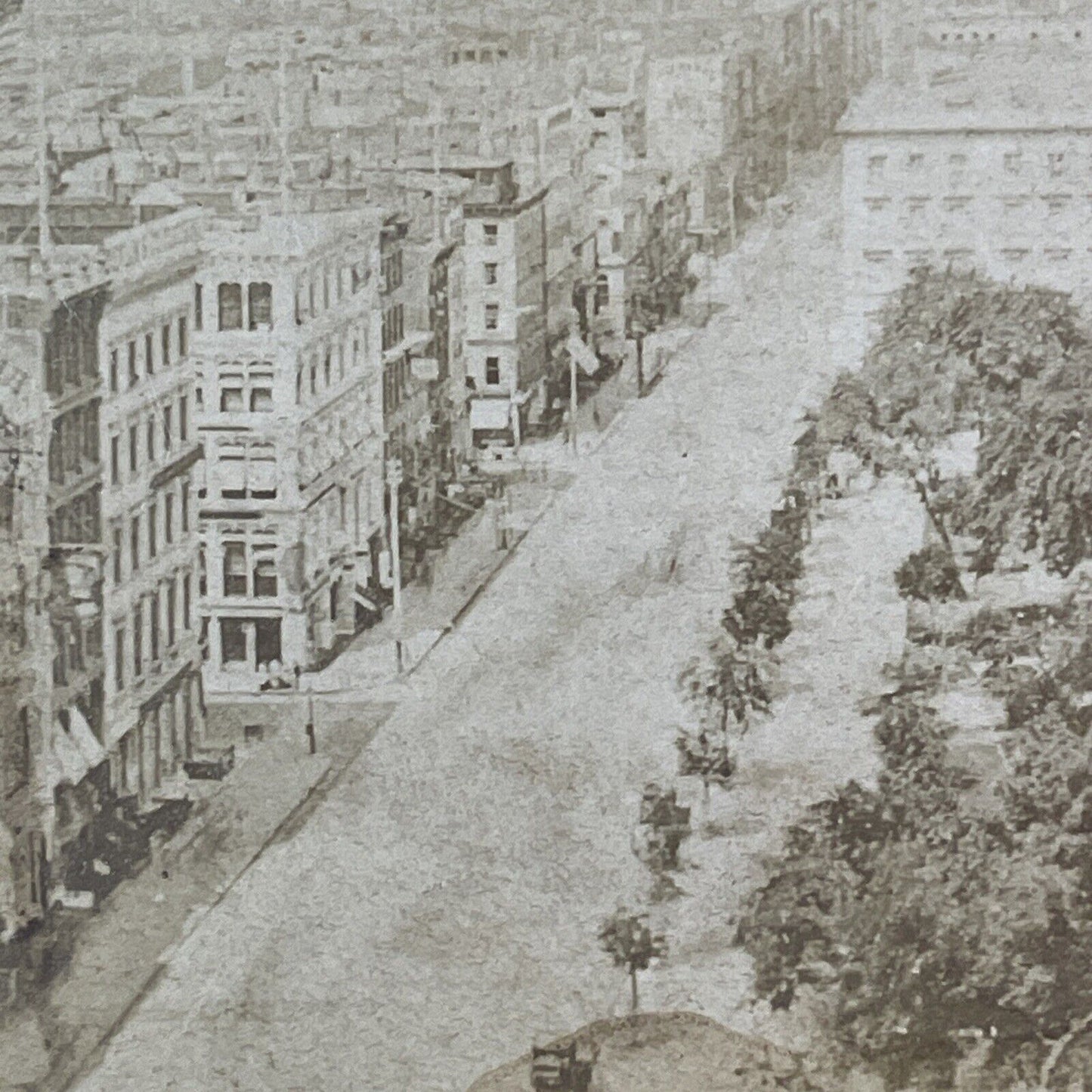 Lower Manhattan Stereoview Civic Center District Photo Card Antique c1875 X1296