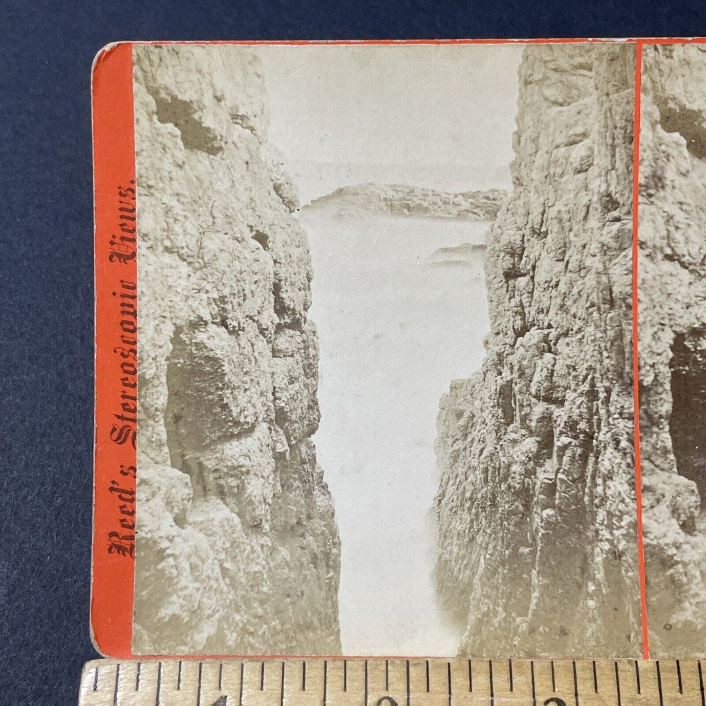 Antique 1860s Ocean Cliffs Near Newburyport MA Stereoview Photo Card V1835