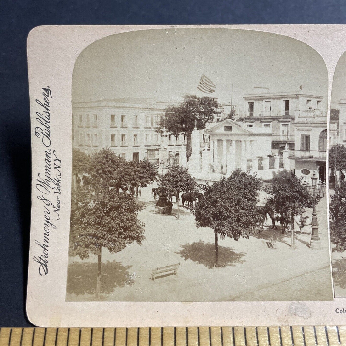 Antique 1899 Columbus Memorial Havana Cuba Stereoview Photo Card P4949