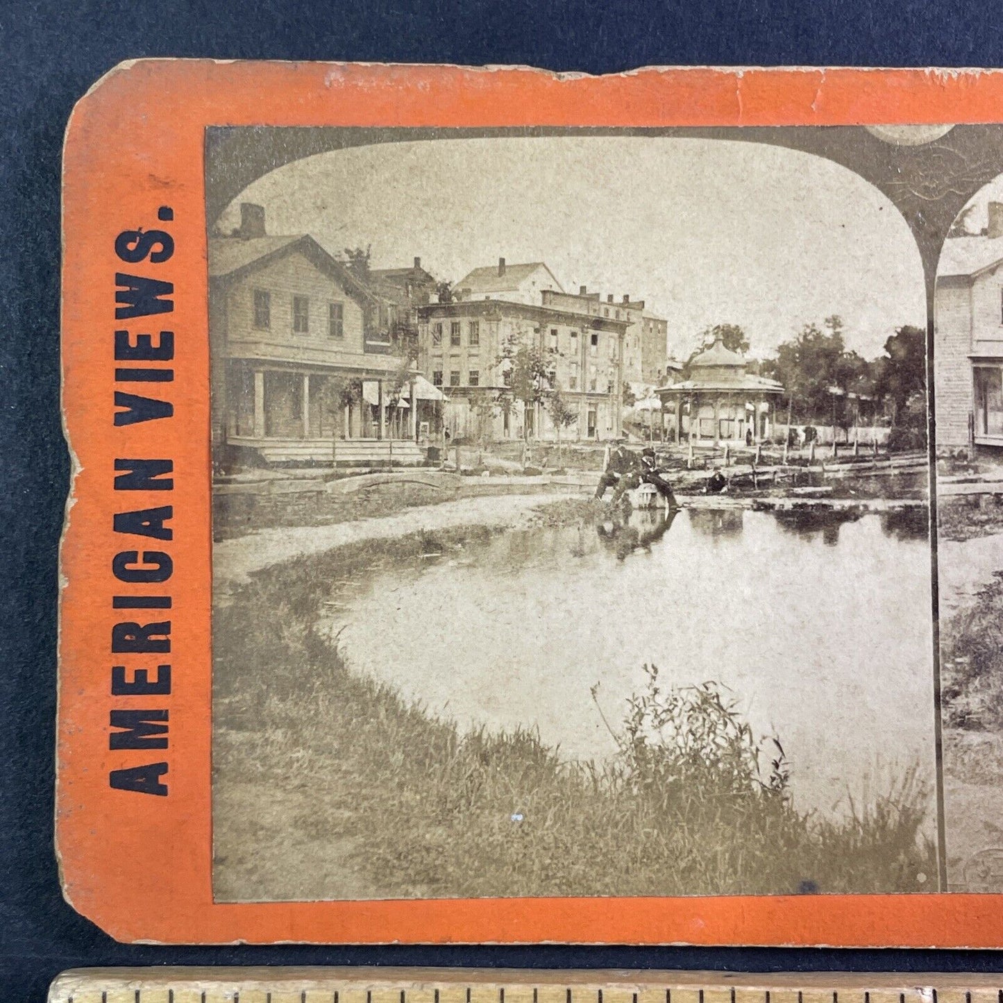 Saratoga Springs New York Stereoview High Rock Spring Antique c1867 X3719