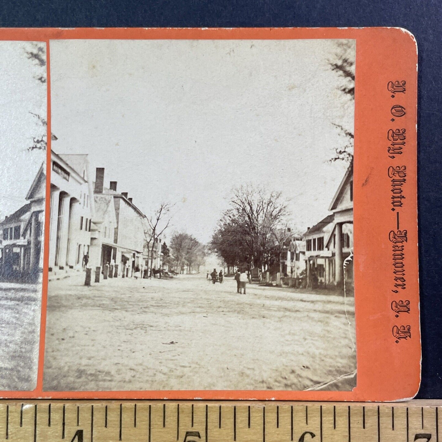 Downtown Hanover NH Stereoview Photo Card Henry Osgood Bly Antique c1869 X966