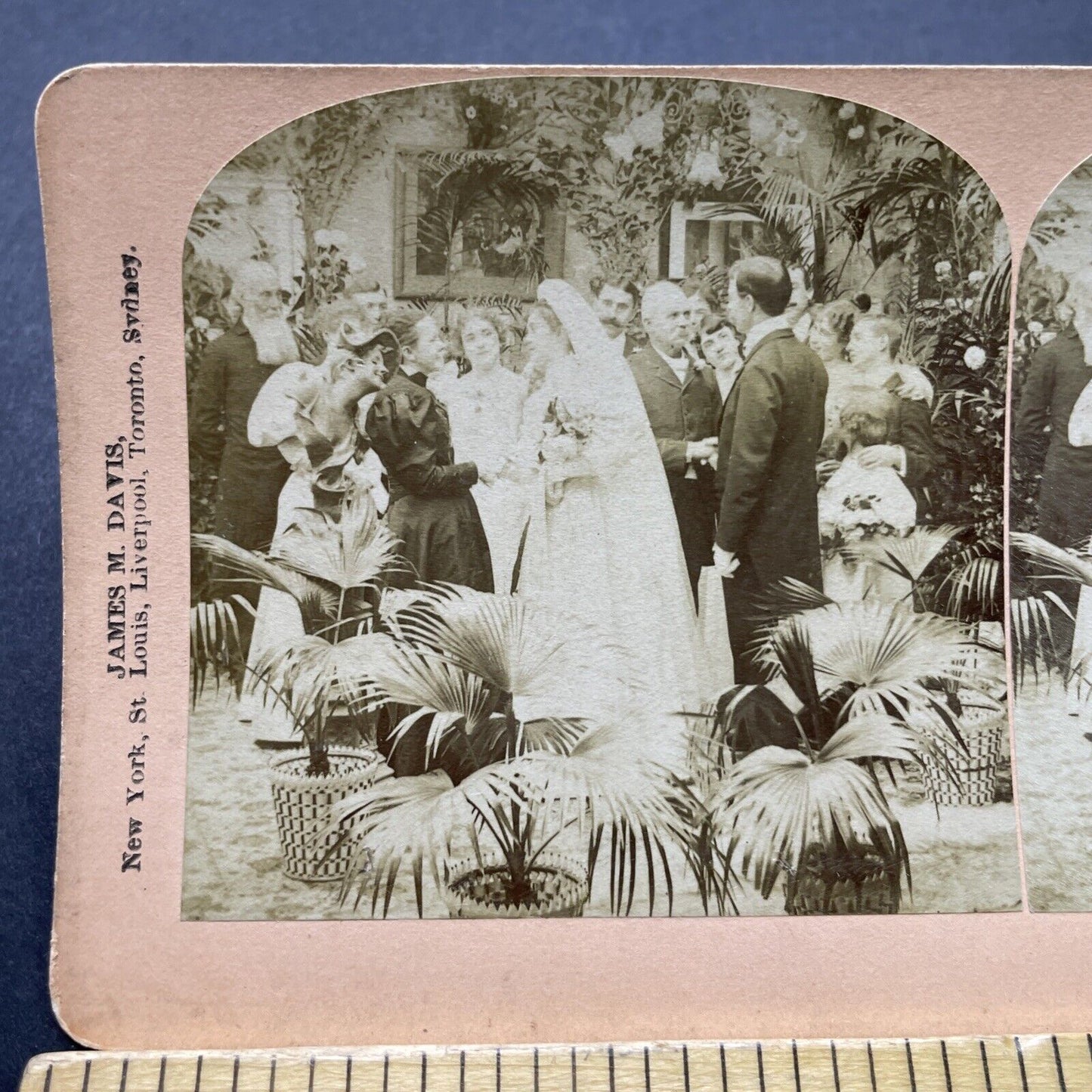 Antique 1897 Man And Woman Celebrate Wedding Stereoview Photo Card P2521