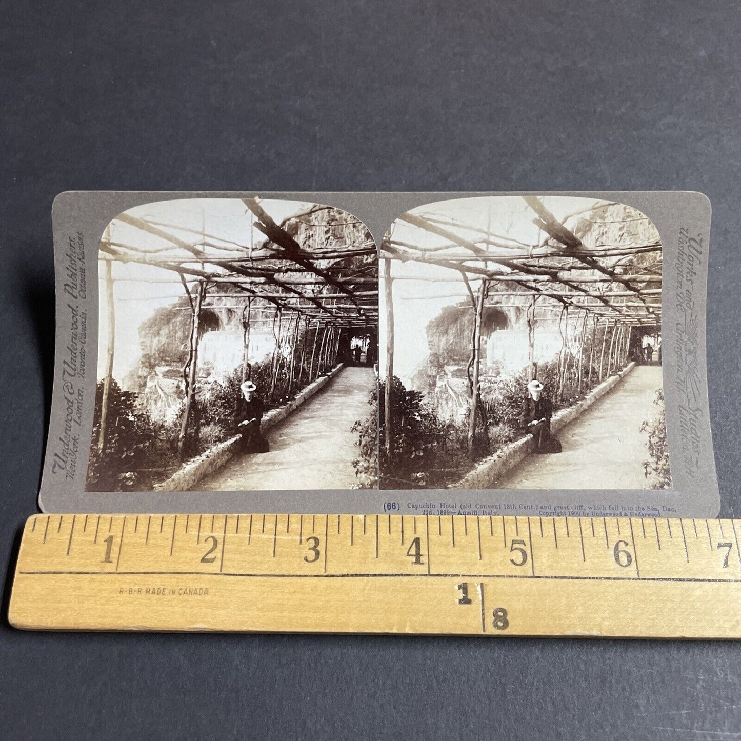 Antique 1899 Woman On Amalfi Coast Italy Stereoview Photo Card P4485