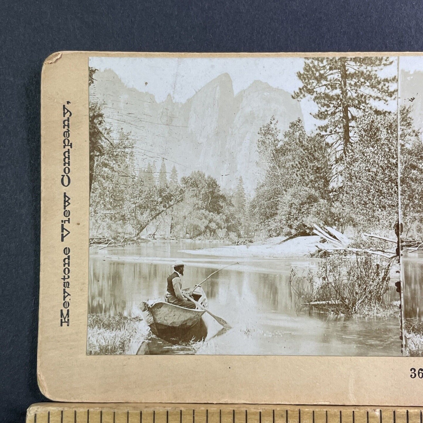 Fishing Merced River Yosemite Yo-Semite California Stereoview Antique 1886 X1644