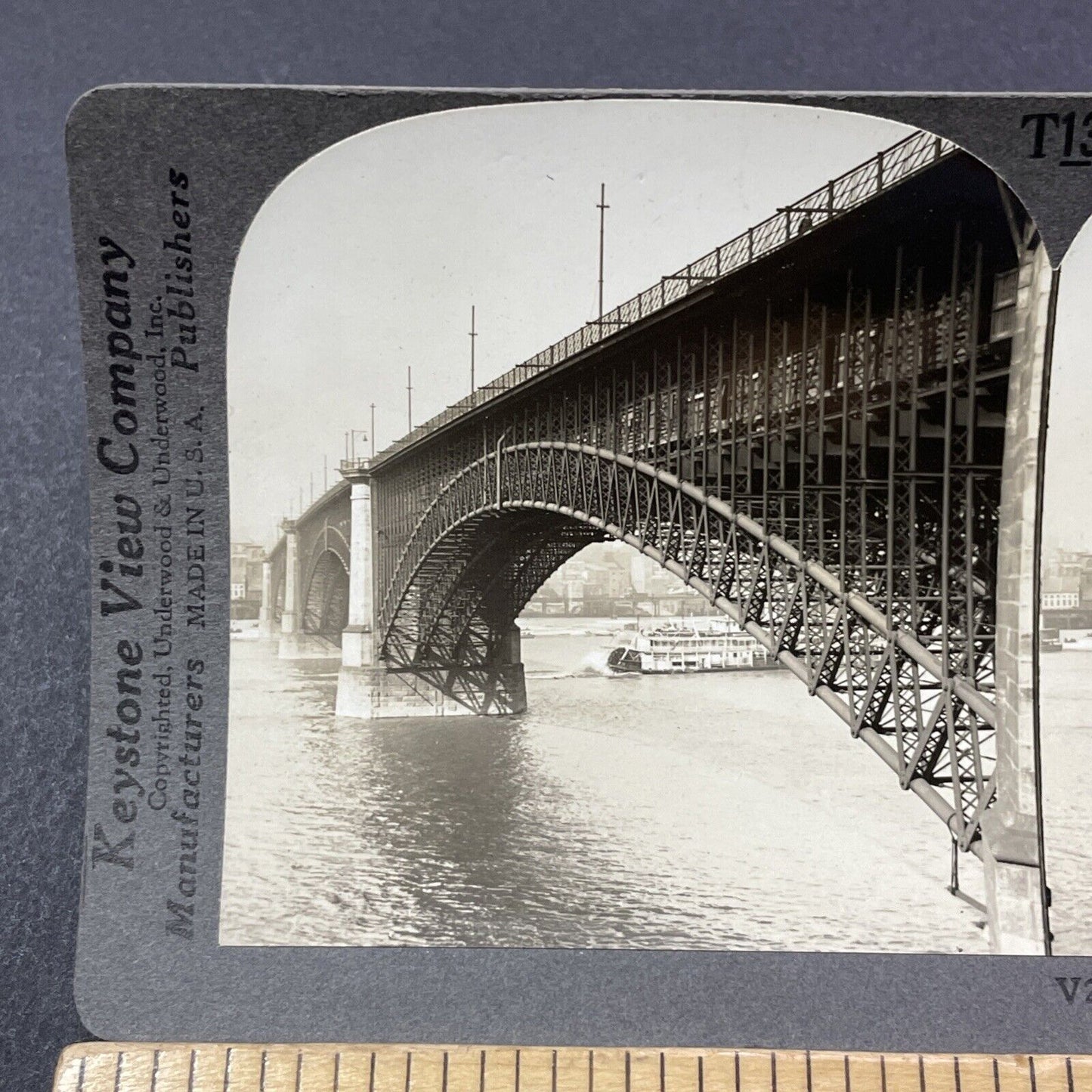 Antique 1910s Eads Bridge St. Louis Missouri Stereoview Photo Card V2187