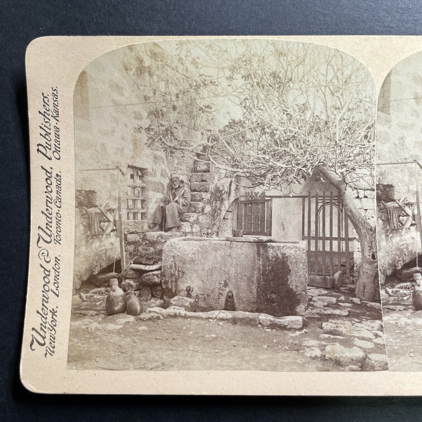 Antique 1896 House Of Simon The Tanner Jaffa Israel Stereoview Photo Card P1370