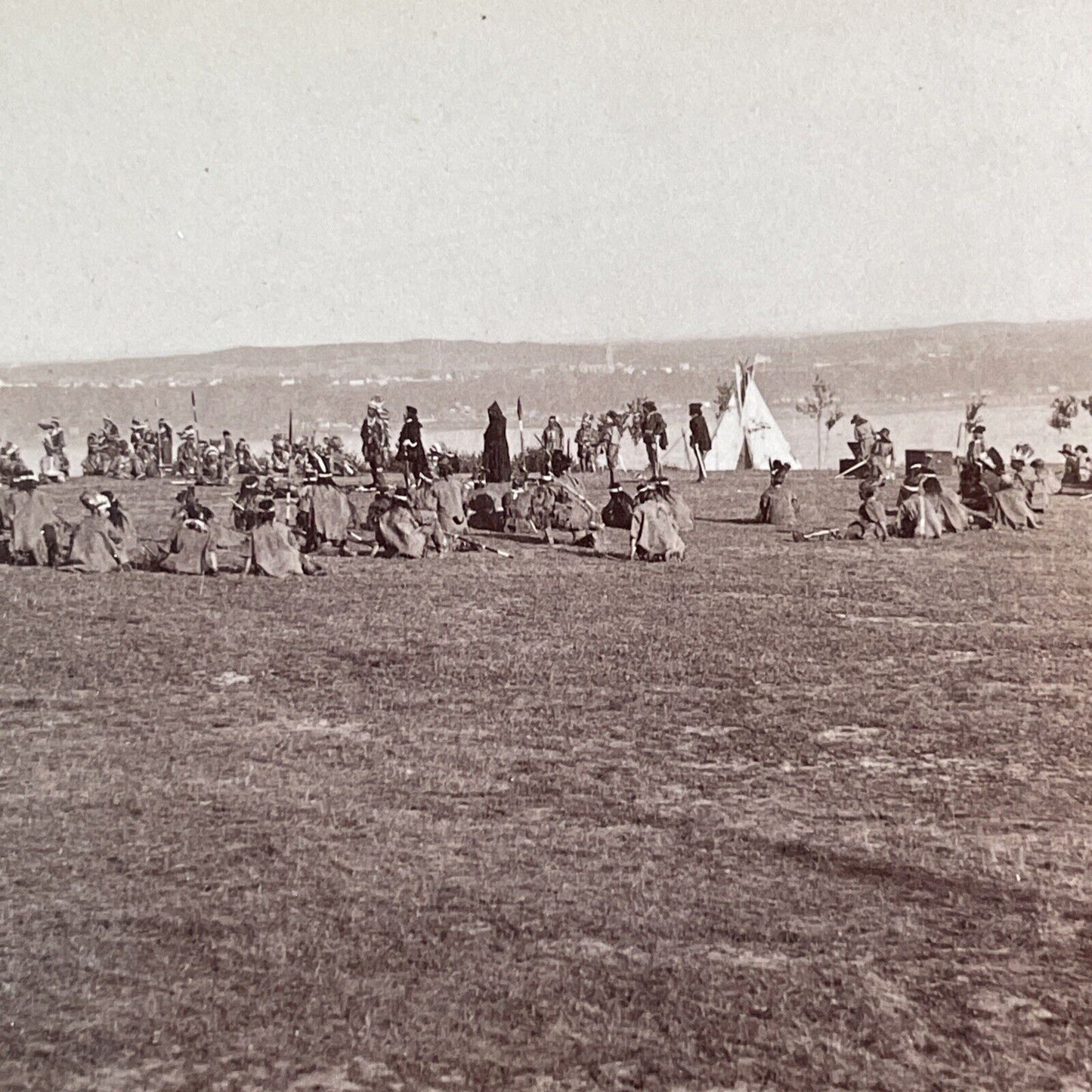 Native Indian Pow-wow Ceremony Stereoview Quebec City c1908 Y1727