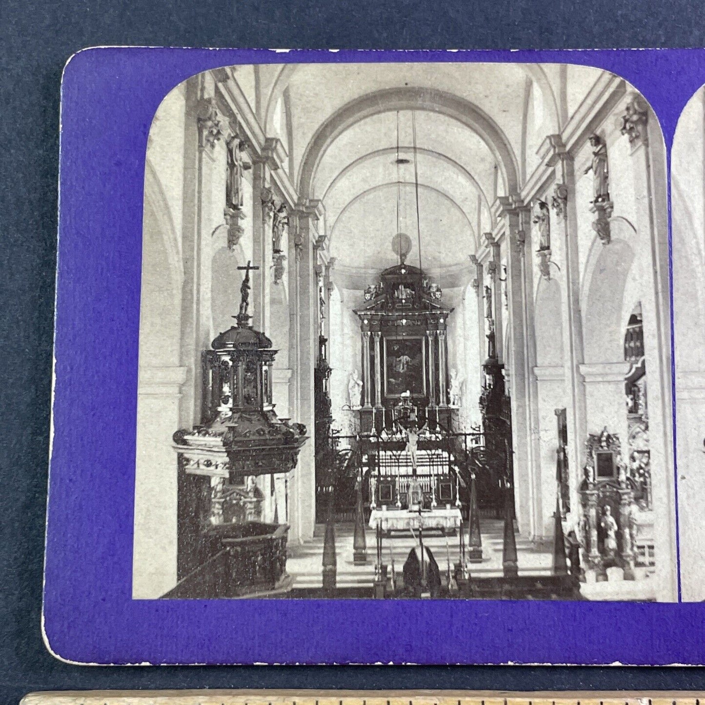Cathedral Church Lucerne Stereoview Jean Andrieu Antique c1870s X3716