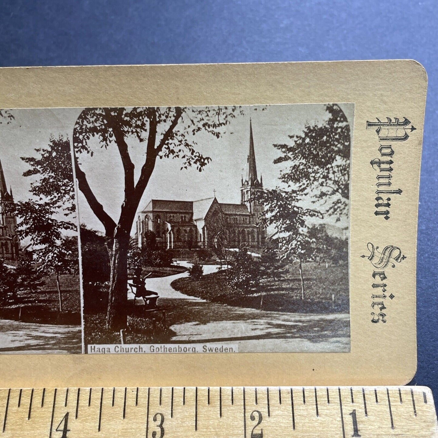 Antique 1860s Haga Church Gothernburg Sweden Stereoview Photo Card P2098