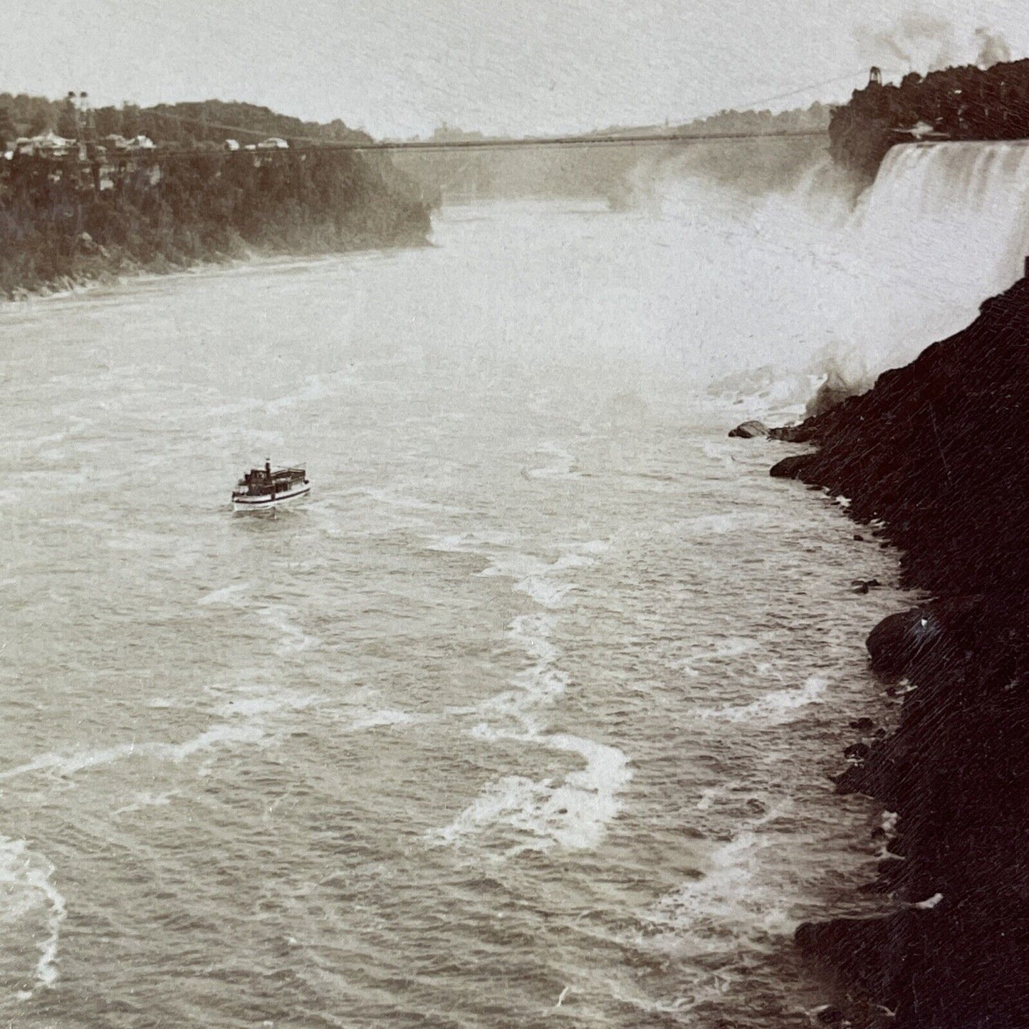 Maid of the Mist Ferry Boat Tour Stereoview Niagara Falls Antique c1892 Y1868