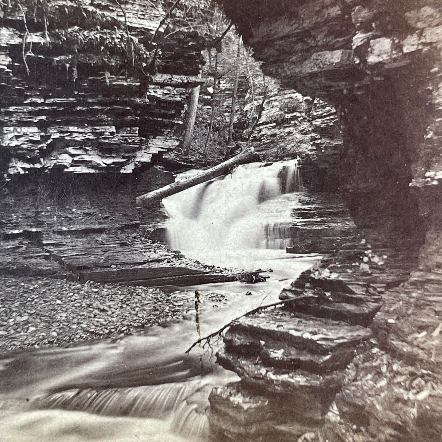 Cavern Glen Watkins Glen New York Stereoview C.M. Marsh Antique c1870s Y2485