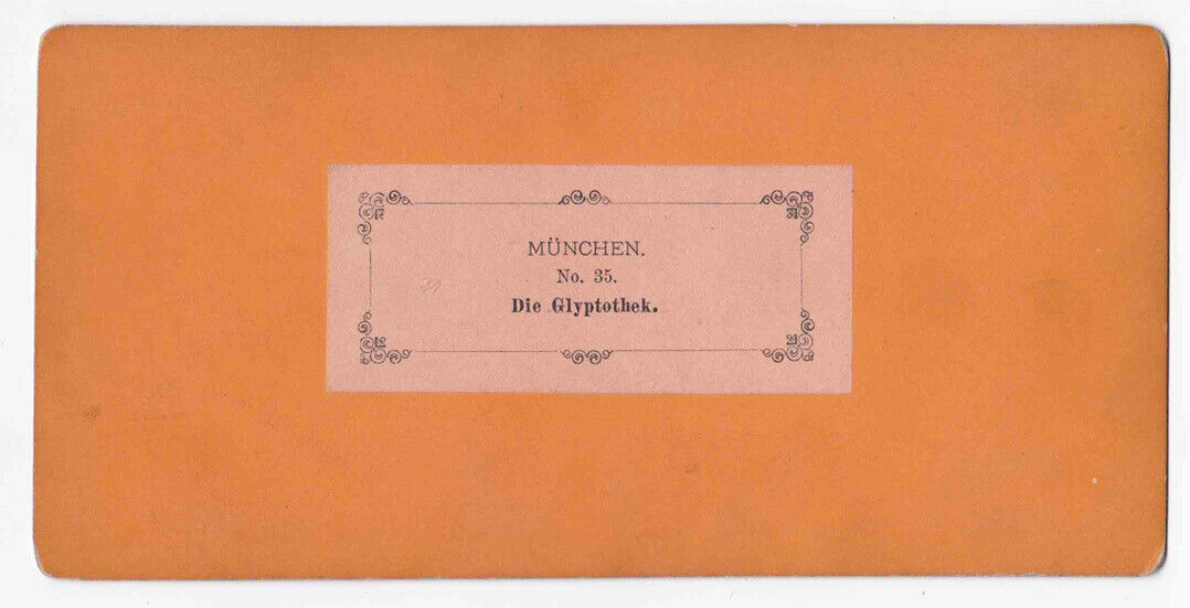 Antique 1860s The Glyptothek, Munich, Germany Photo Card P075 Stereoview Card