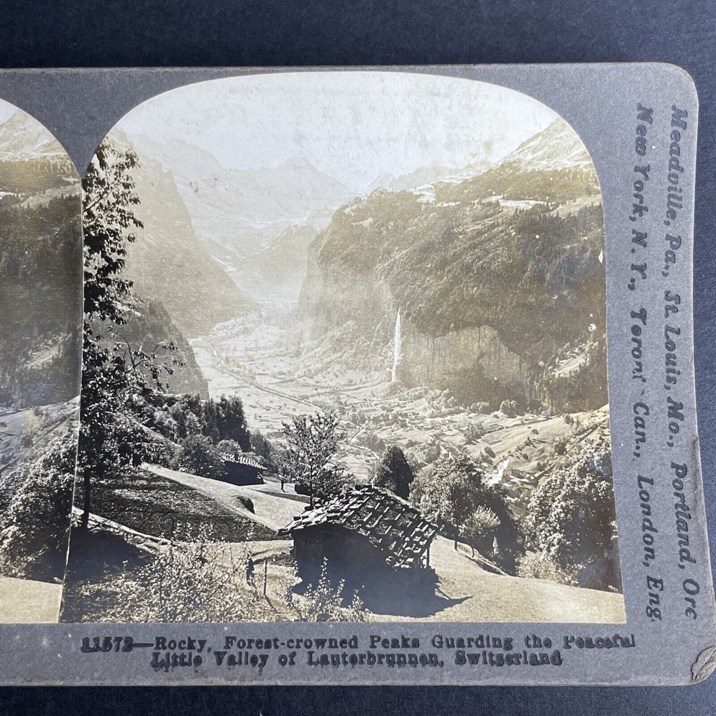 Antique 1901 Lauterbrunnen Switzerland Vista Stereoview Photo Card P1045