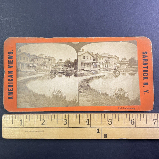 Saratoga Springs New York Stereoview High Rock Spring Antique c1867 X3719