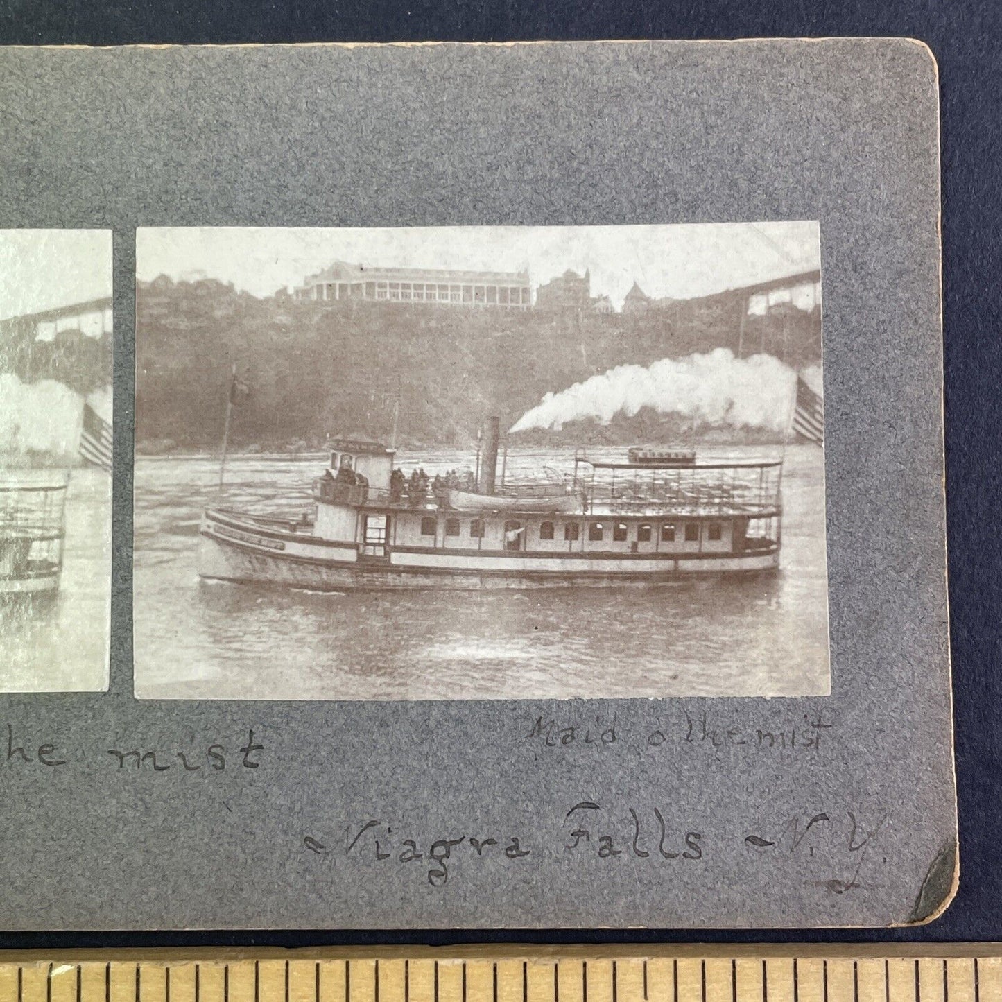 Maid of the Mist I Steamboat Stereoview Niagara River Antique c1885 Y1049