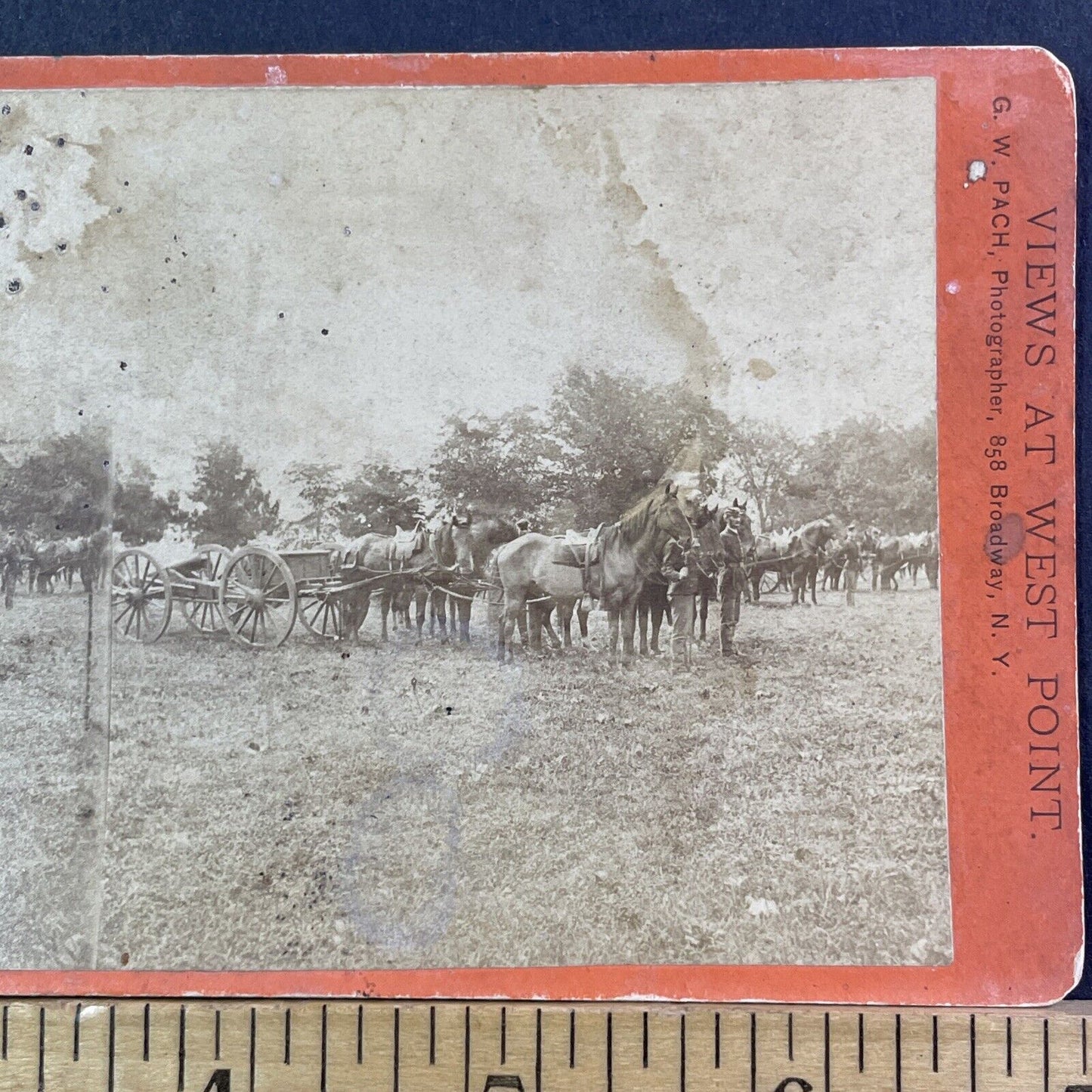 Civil War Union Cavalry Stereoview West Point Academy NY Antique c1865 X1352