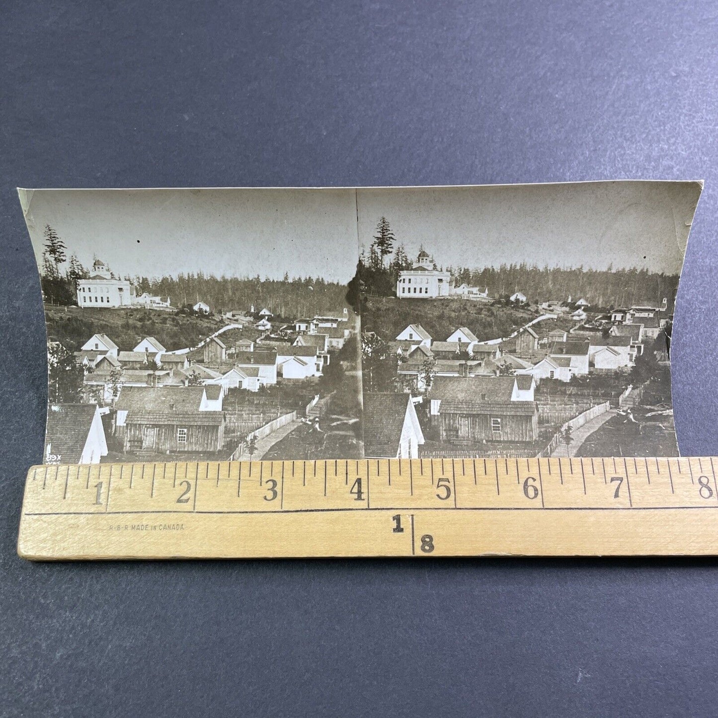 Seattle Washington Pine Street Stereoview Original Celluloid Photo c1870s Y471