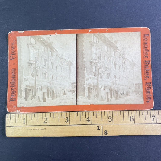 The Great White Hurricane Stereoview Providence Rhode Island Antique c1888 X3162